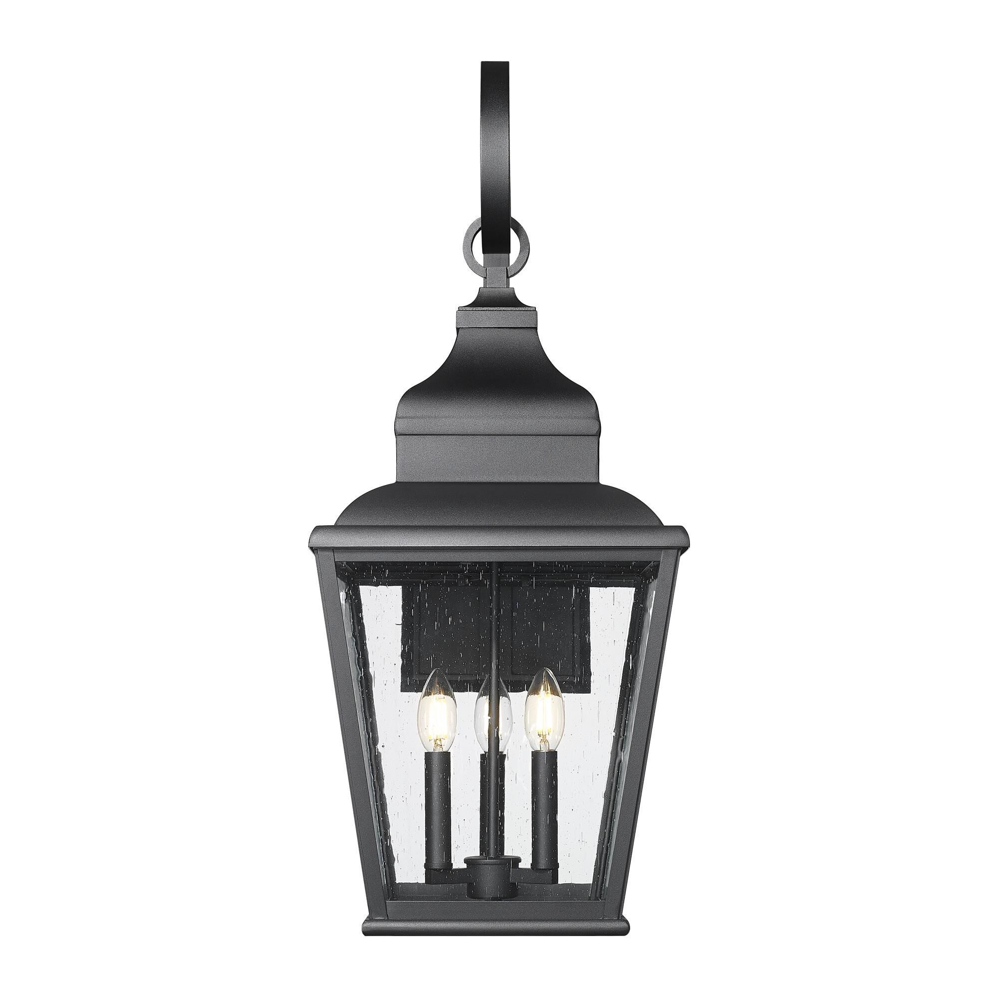 Shown in Sand Black finish and Clear Seedy glass