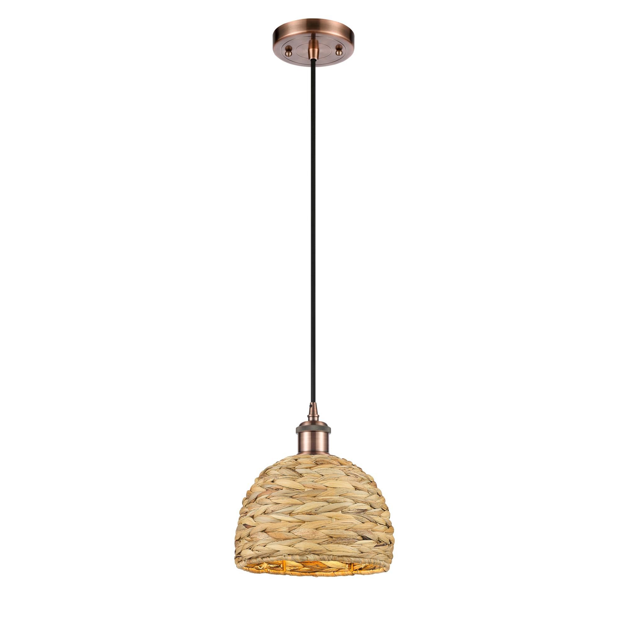 Shown in Antique Copper finish and Natural shade