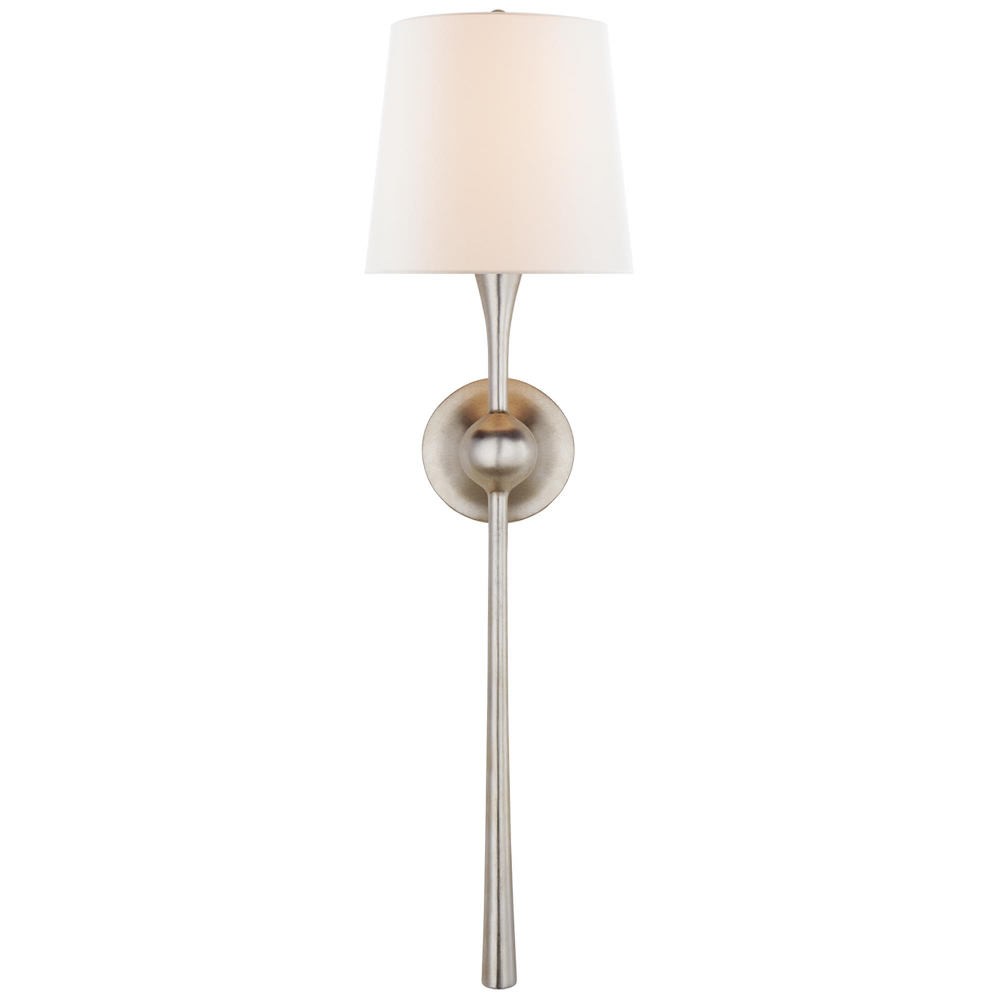Shown in Burnished Silver Leaf finish and Linen shade