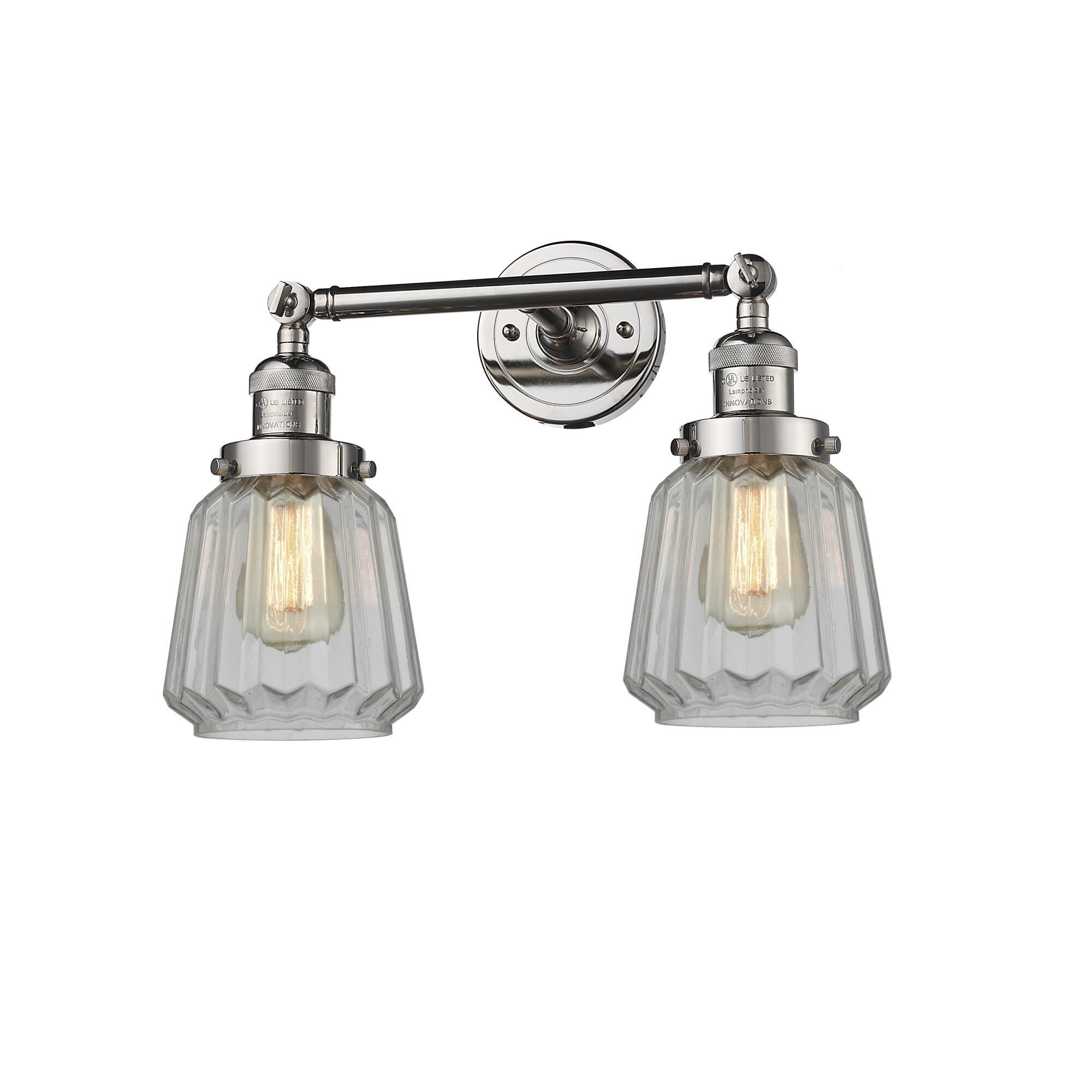 Shown in Polished Nickel finish and Clear Fluted glass