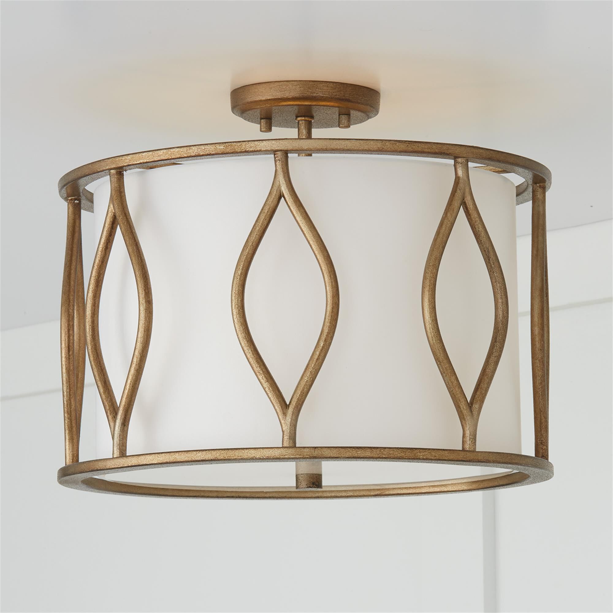 Shown in Mystic Luster finish and White Fabric Bolt-On shade