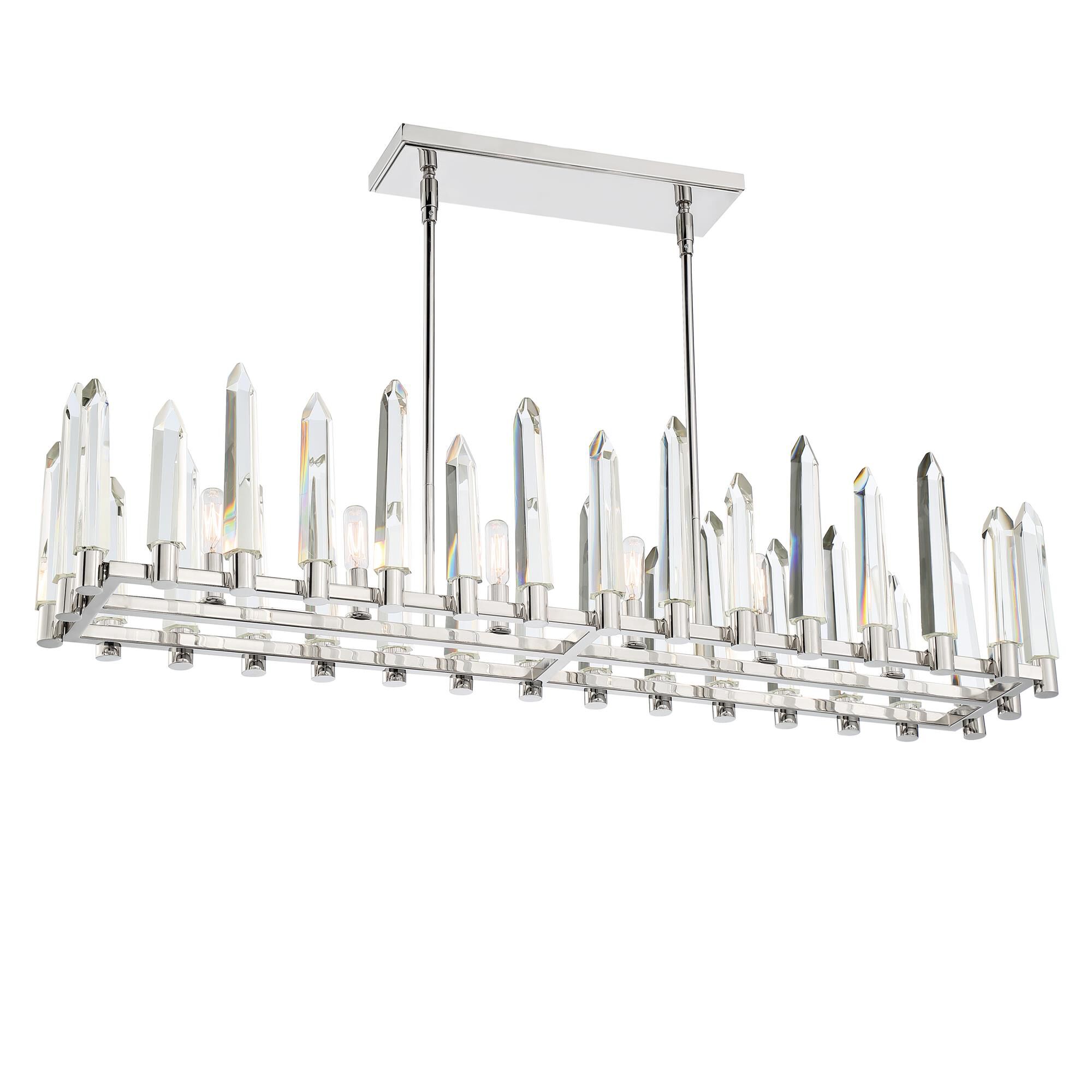 Shown in Polished Nickel finish and Clear Glass crystal