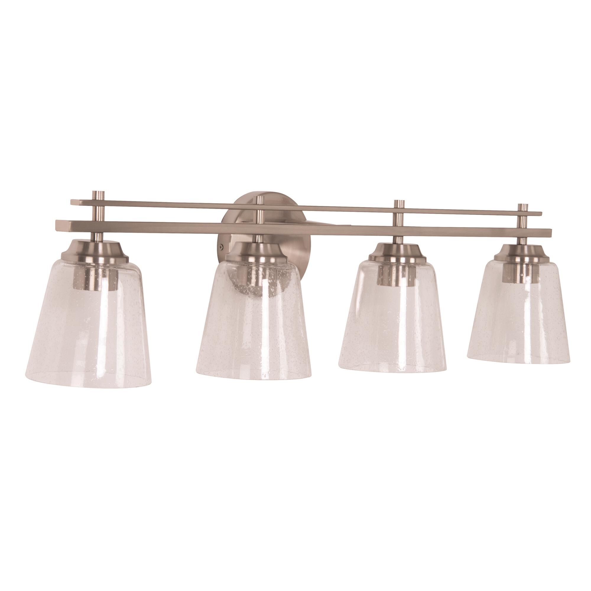 Shown in Brushed Polished Nickel finish and Bell glass