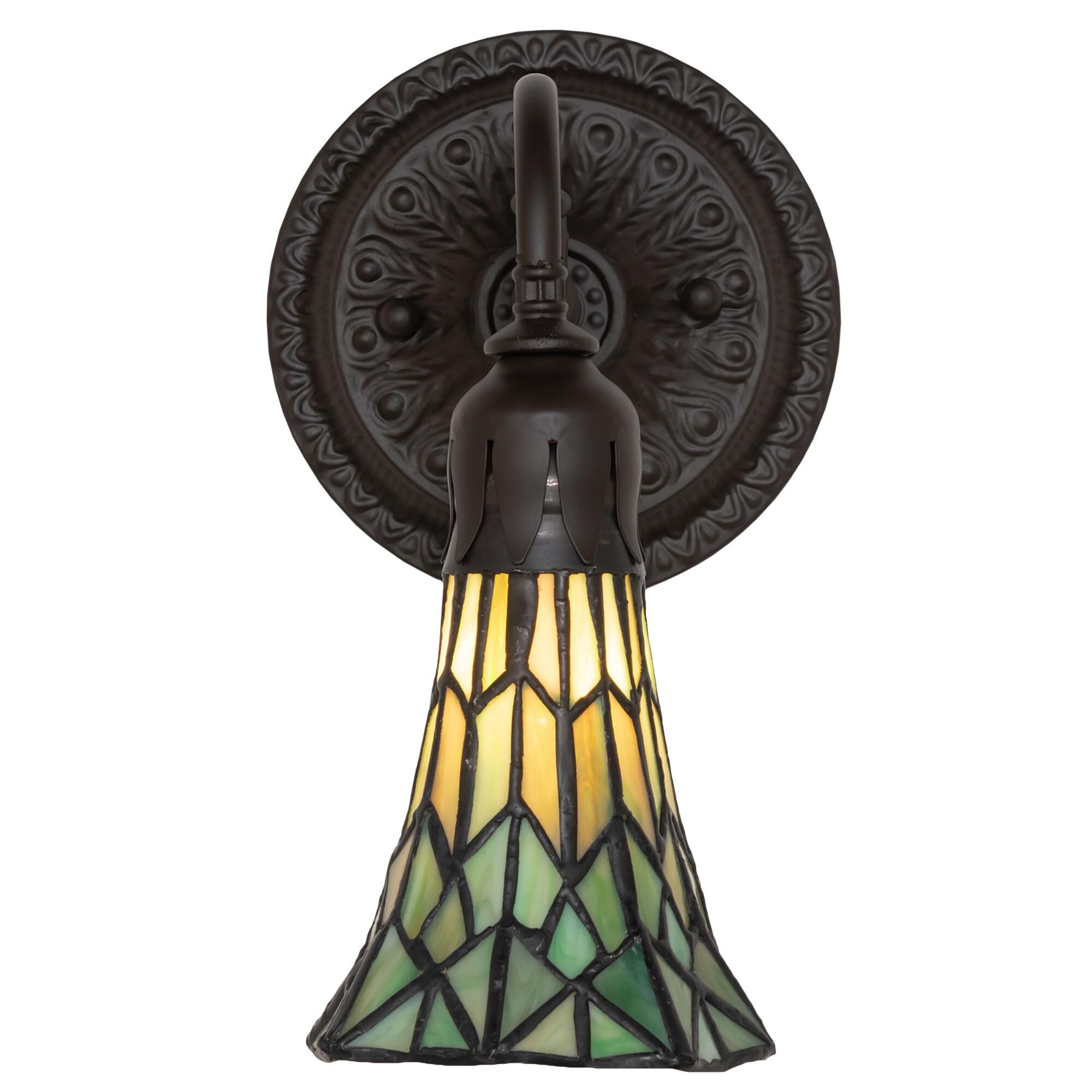 Shown in Oil Rubbed Bronze finish and Green glass