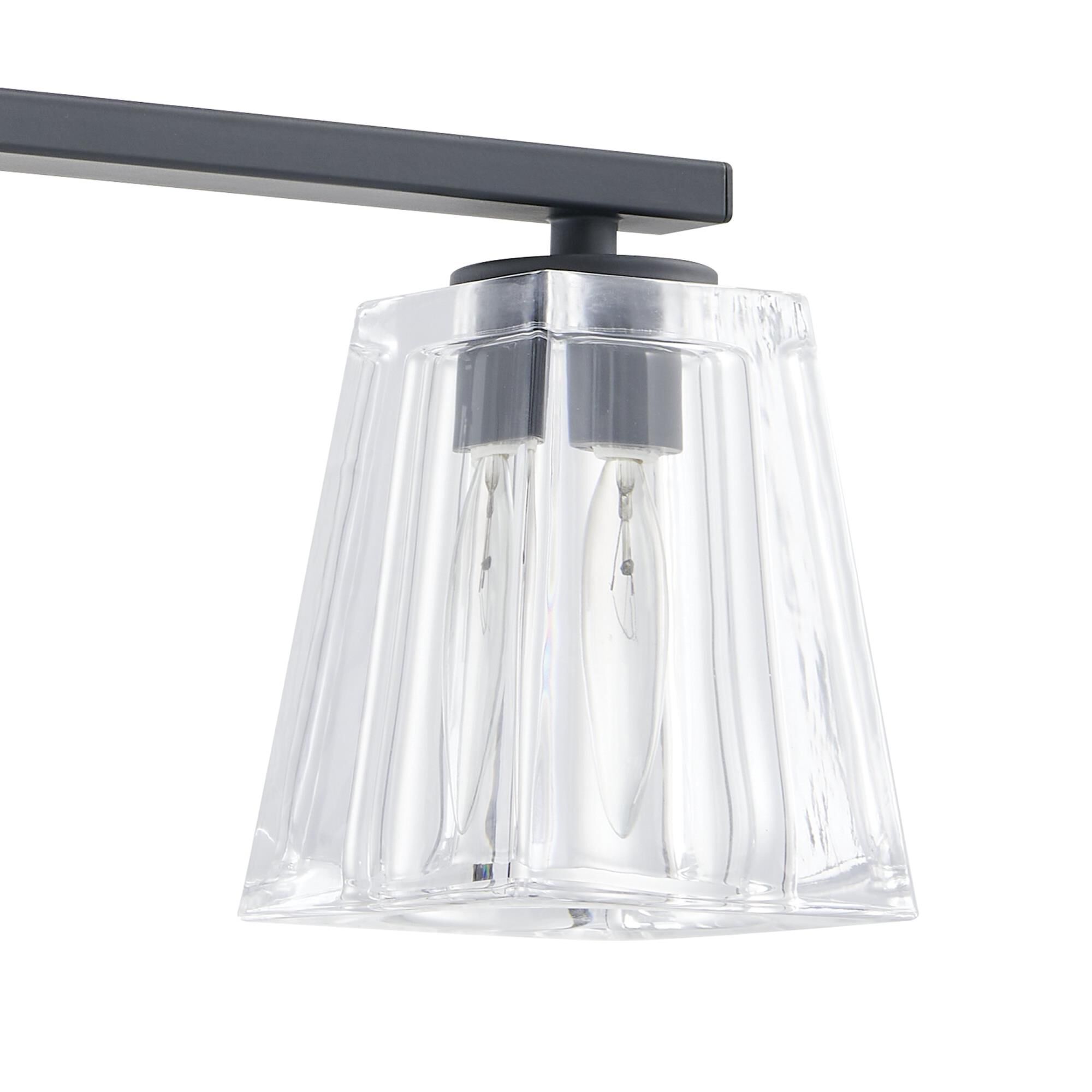 Shown in Matte Black finish and Clear Pressed glass