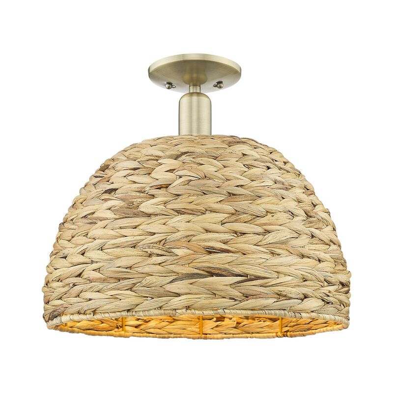 Bruno Marashlian Woven Rattan 16 Inch Semi Flush Mount by Innovations Lighting