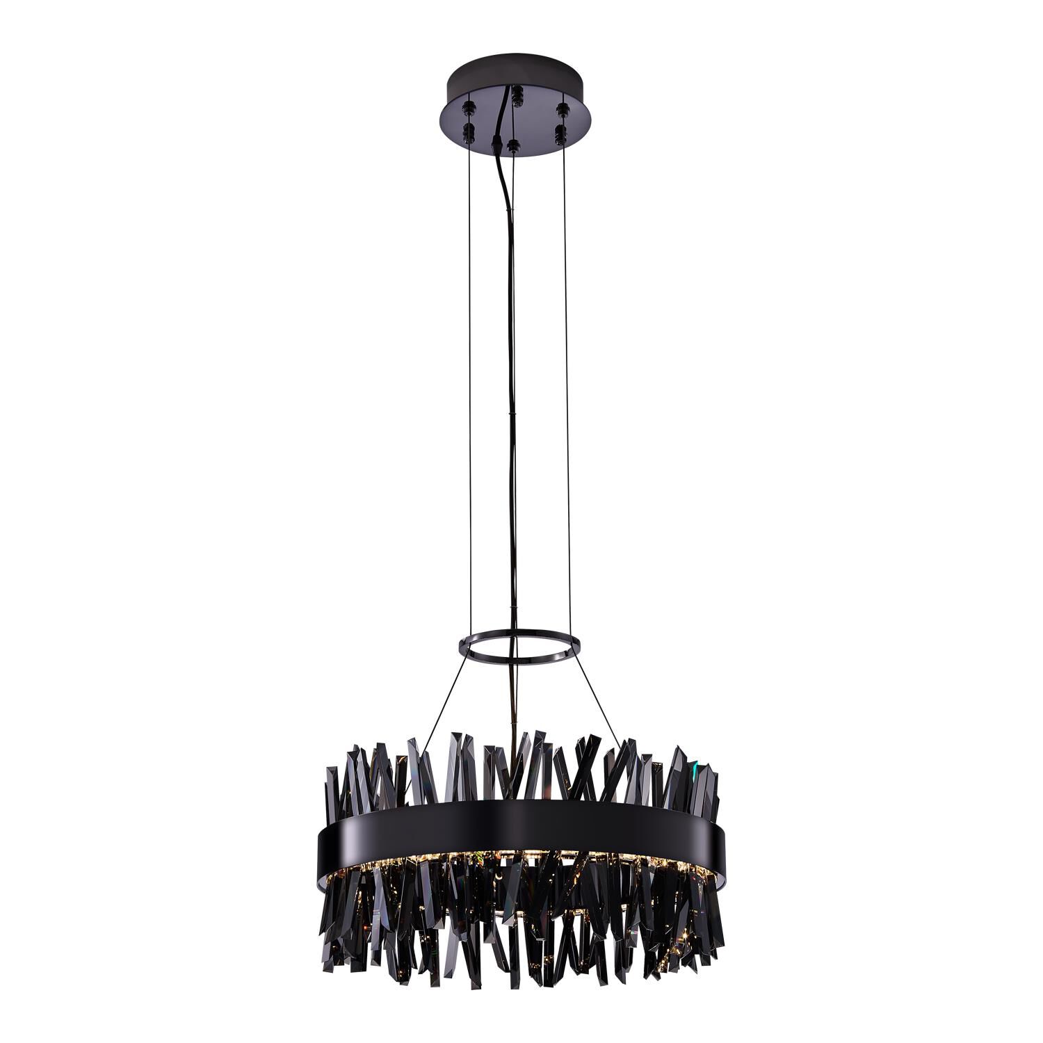 Shown in Black Nickel finish and Smoked Firenze crystal