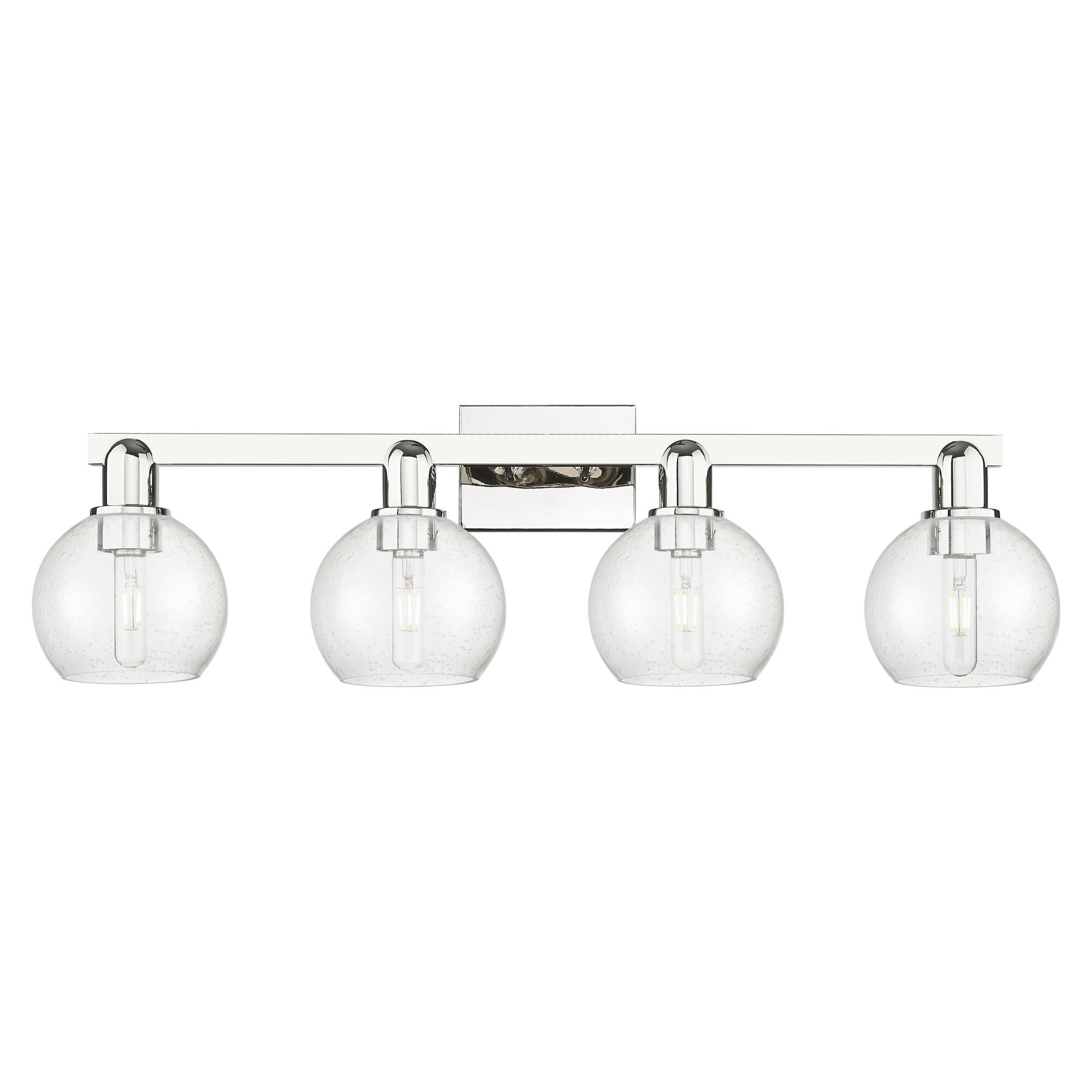 Shown in Polished Nickel finish and Seedy glass