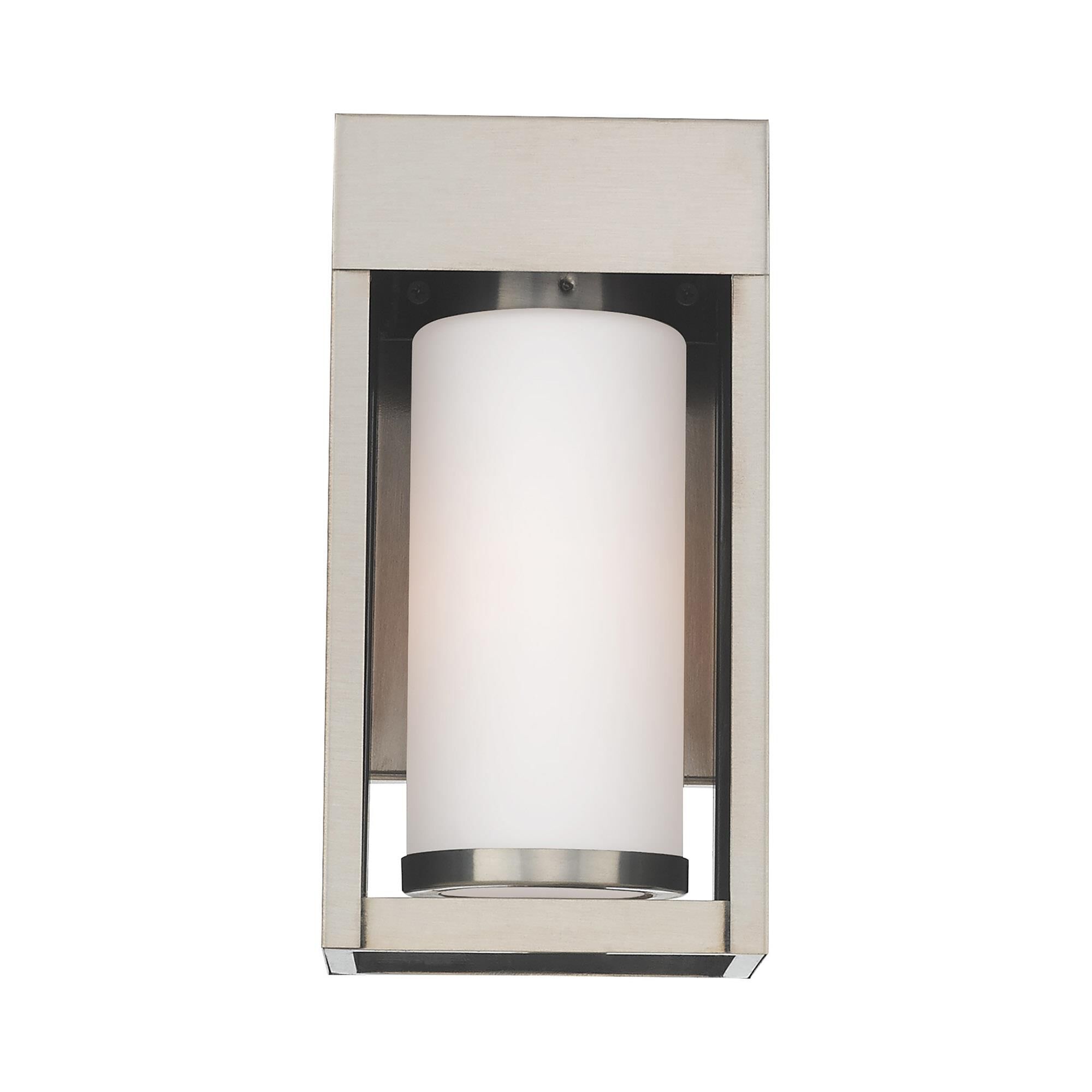 Shown in Brushed Nickel finish and Hand Blown Satin Opal White Cylinder glass