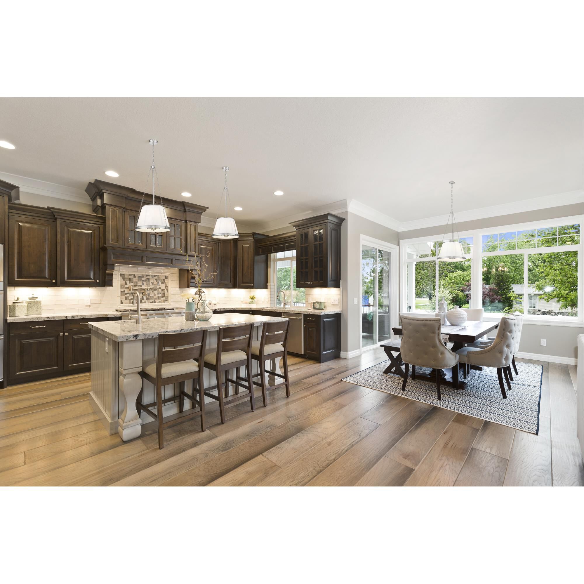 Shown in Brushed Nickel finish and White glass and White shade