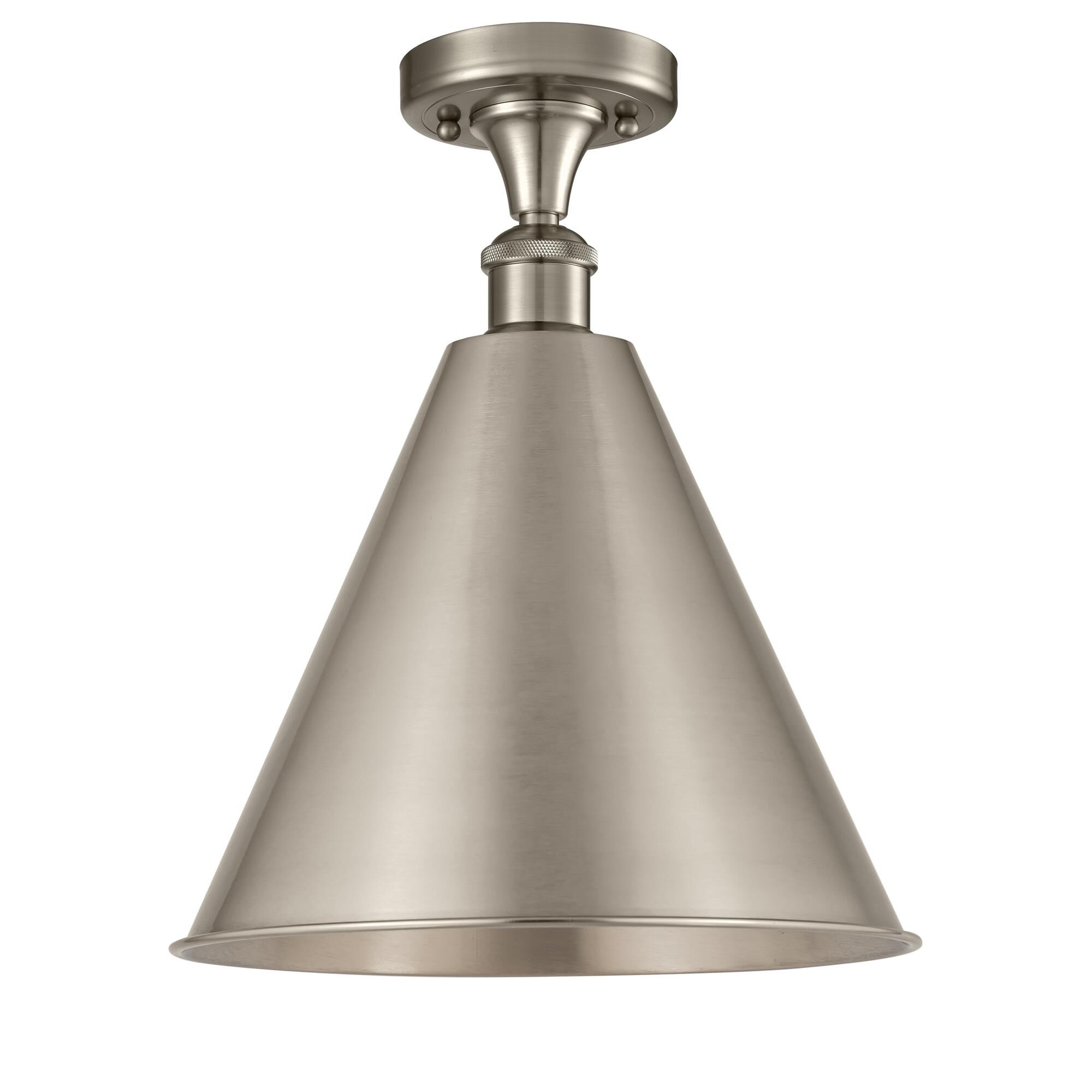 Shown in Brushed Satin Nickel finish and Brushed Satin Nickel Ballston Cone shade