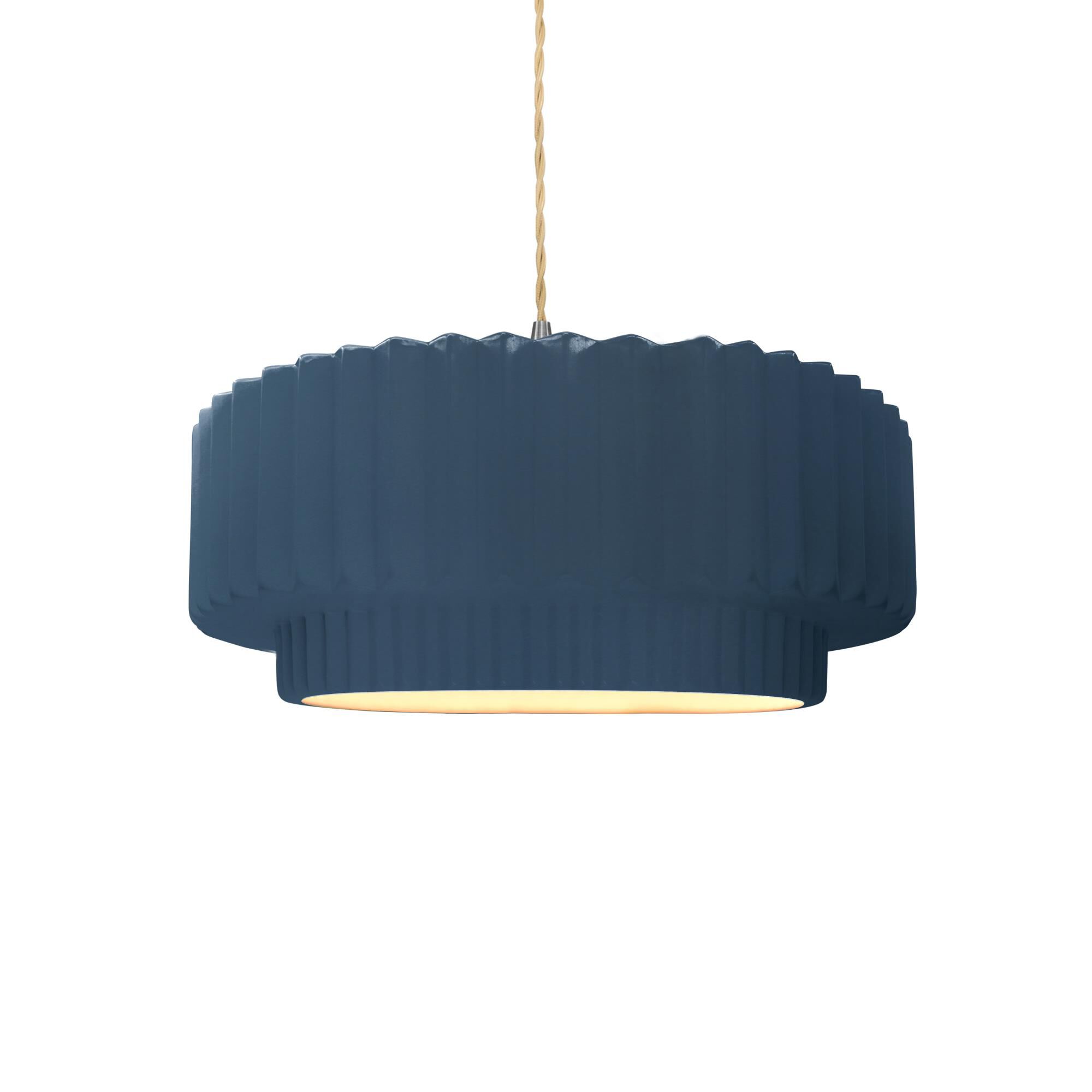Pleated Tier 12 Inch Mini Pendant by Justice Design Group