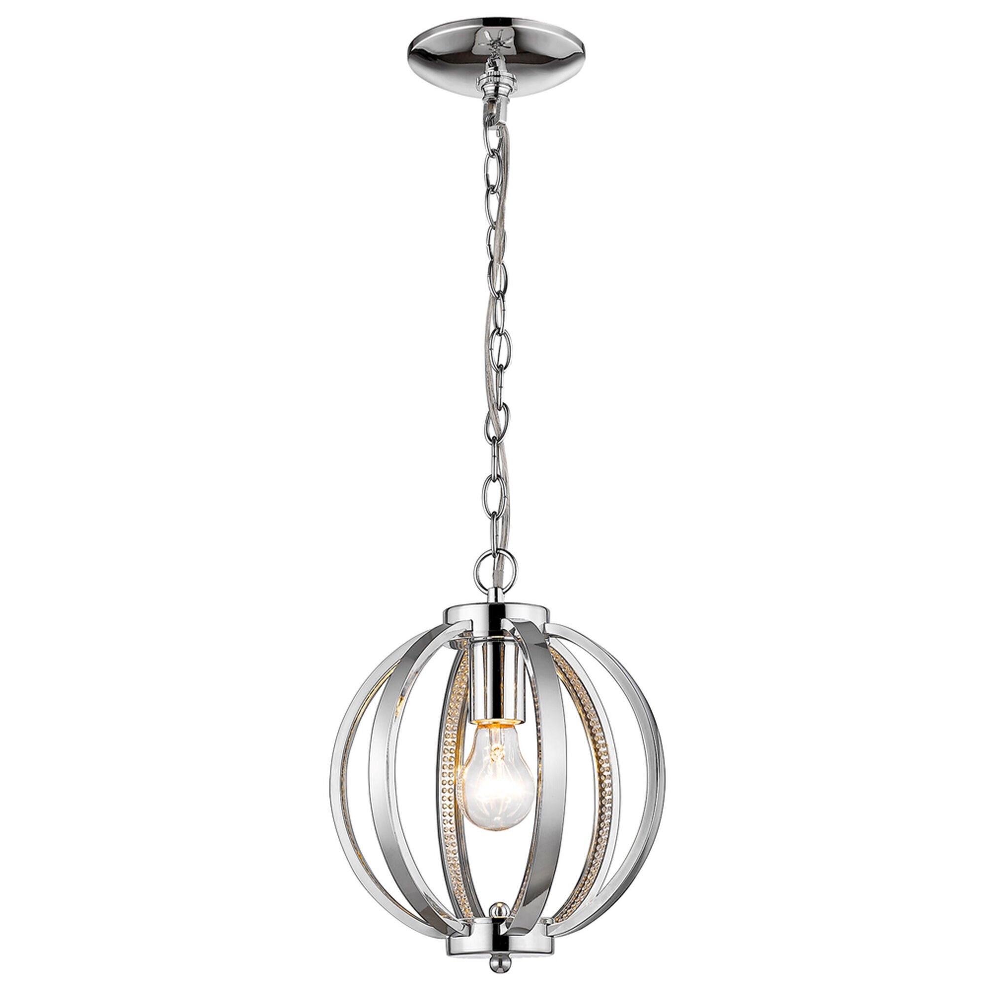 Shown in Chrome finish and -- glass and -- shade