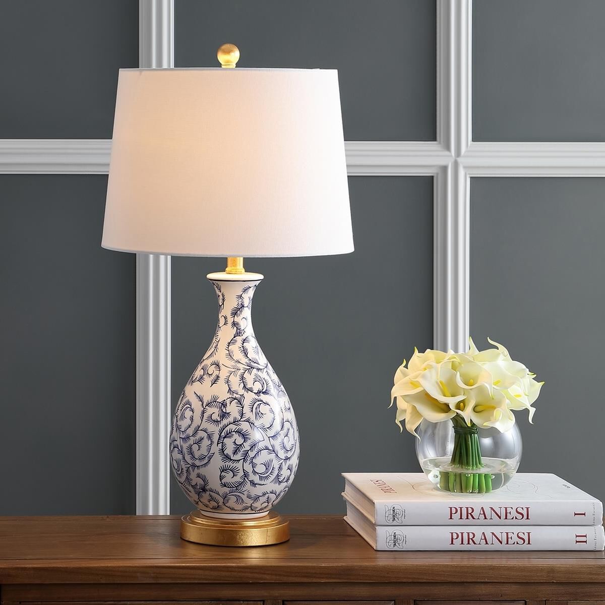 Shown in Blue and White finish and Off White Cotton shade