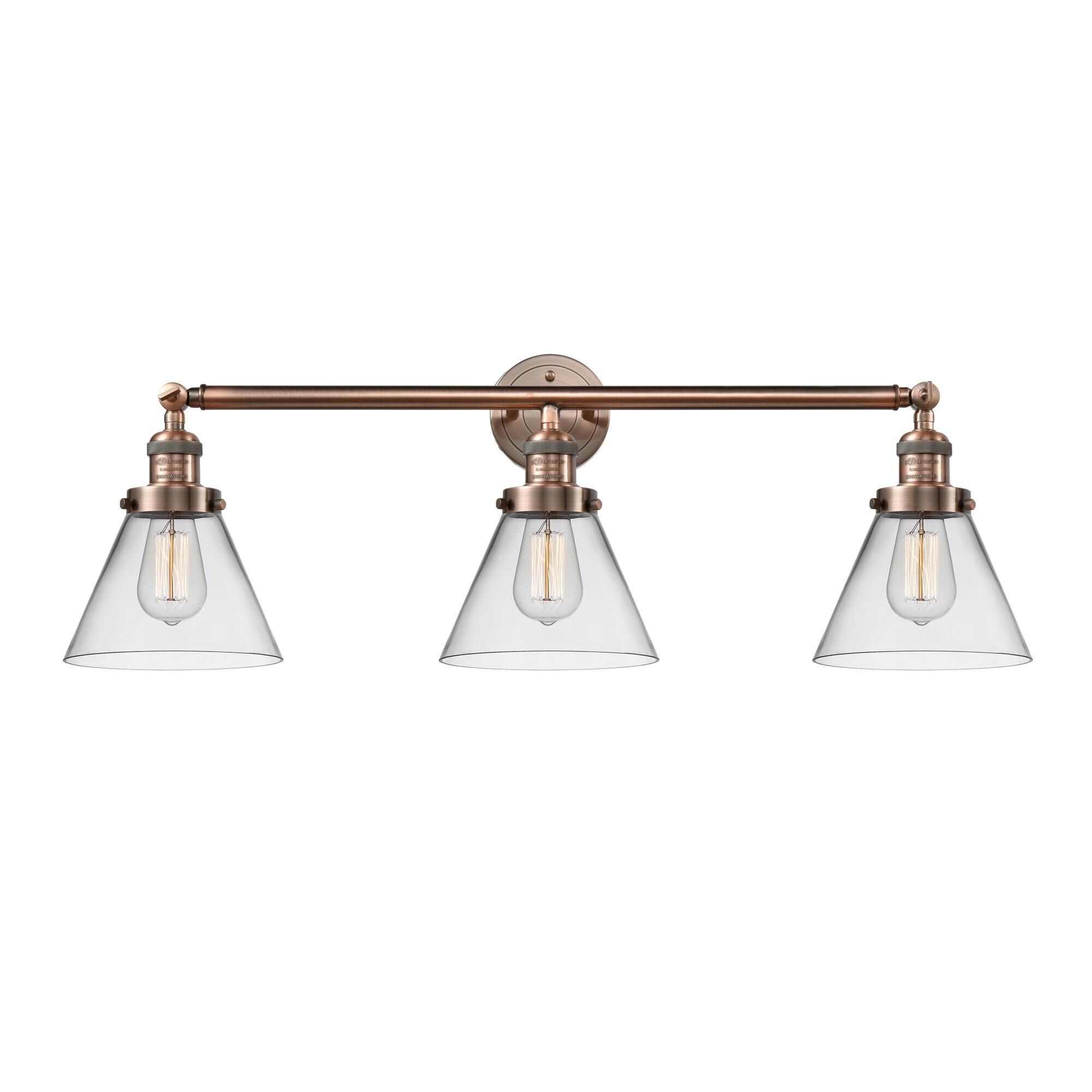 Bruno Marashlian Large Cone 32 Inch 3 Light Bath Vanity Light by Innovations Lighting