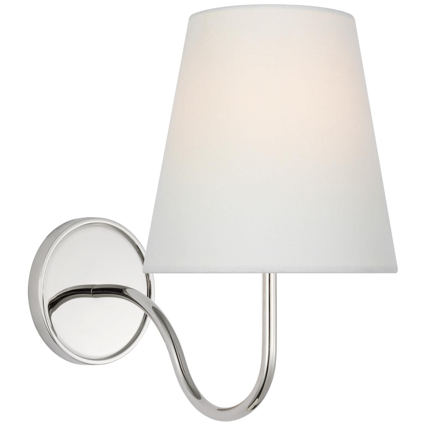 Shown in Polished Nickel finish and Linen shade