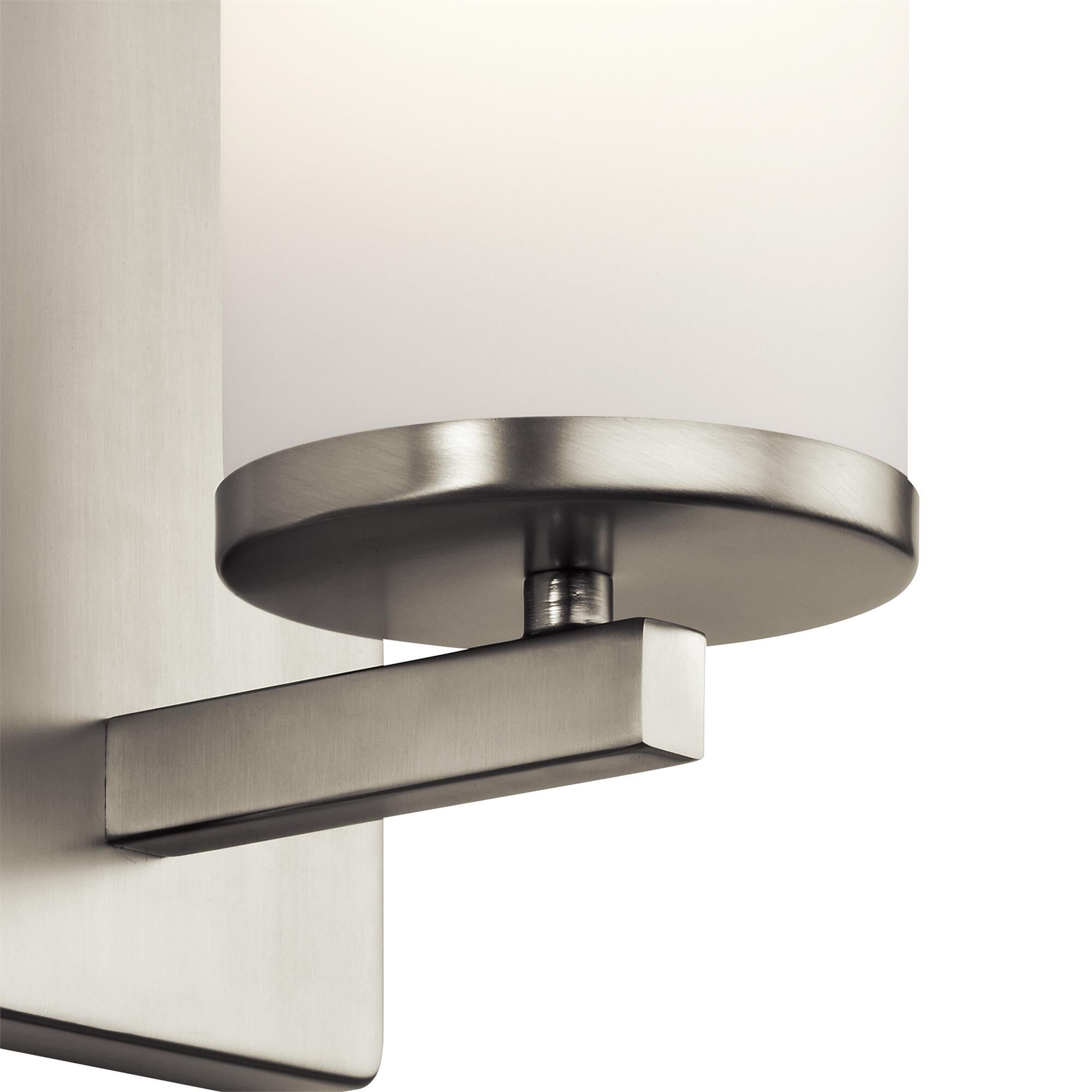 Shown in Brushed Nickel finish and Satin Etched Cased Opal glass