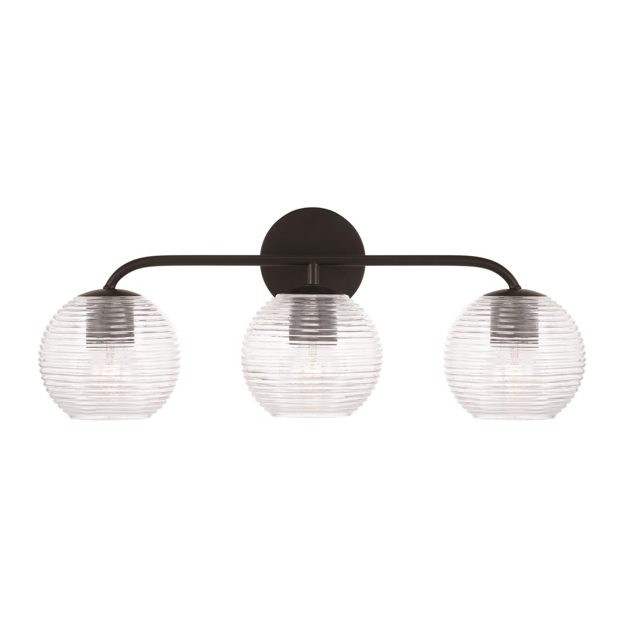 Shown in Matte Black finish and Clear Ribbed glass