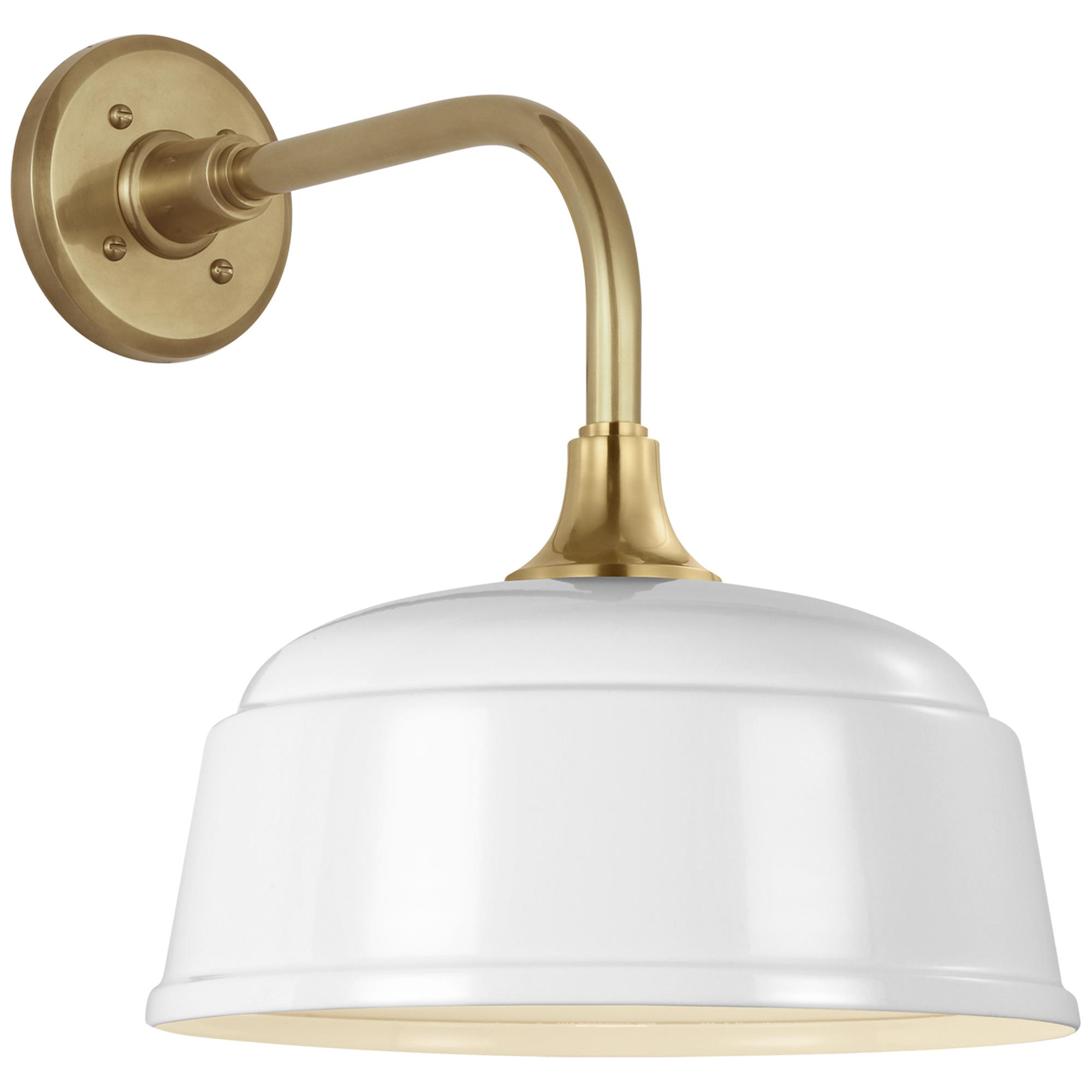 Shown in Hand-Rubbed Antique Brass finish and White Rockhouse shade