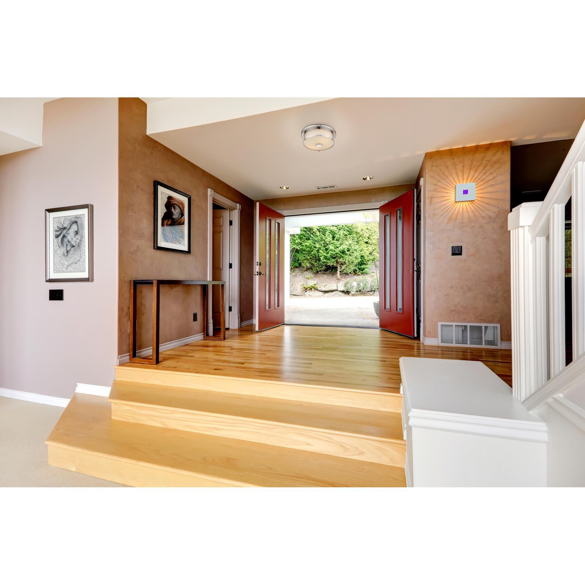 Shown in Chrome finish and Glass shade