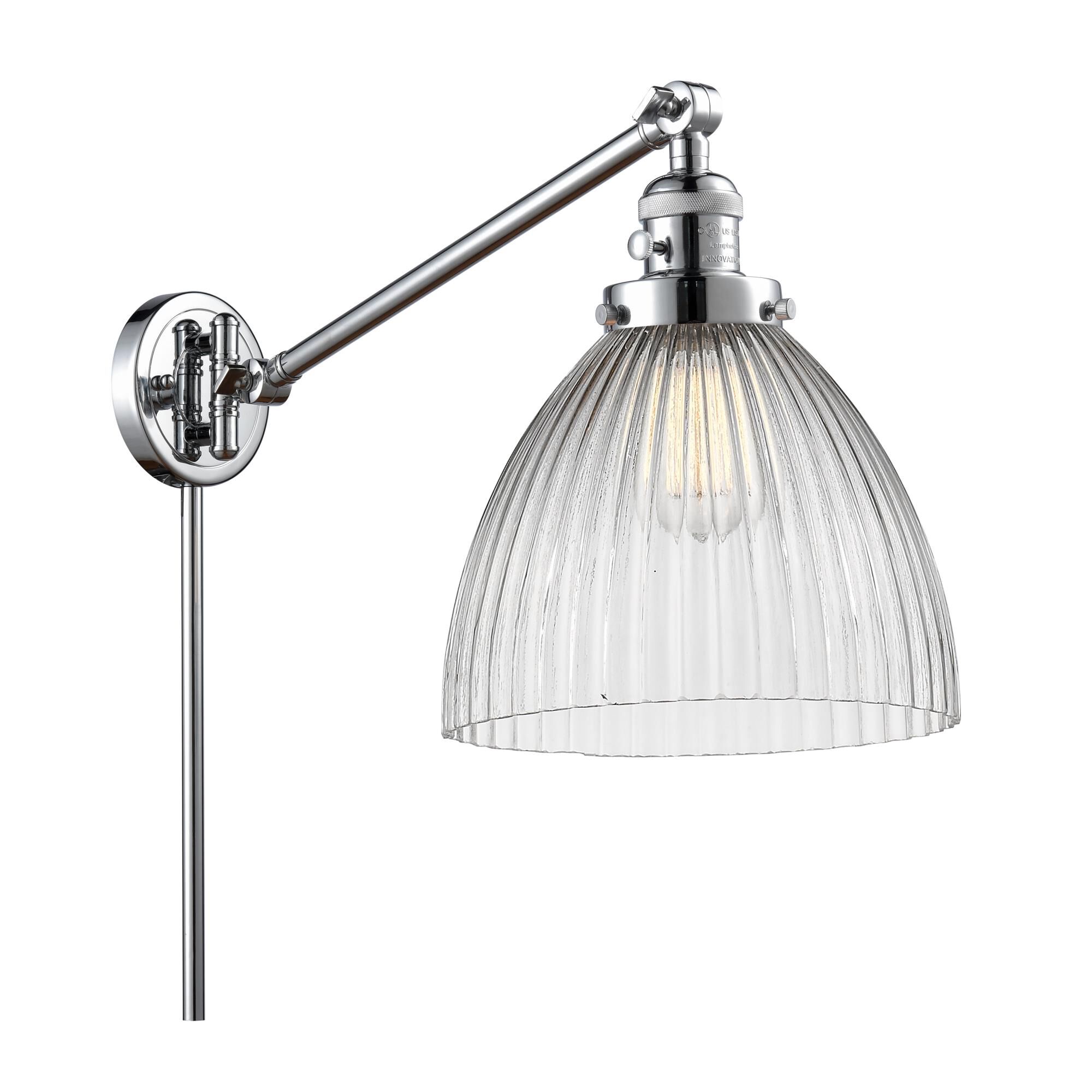 Shown in Polished Chrome finish and Clear Halophane glass