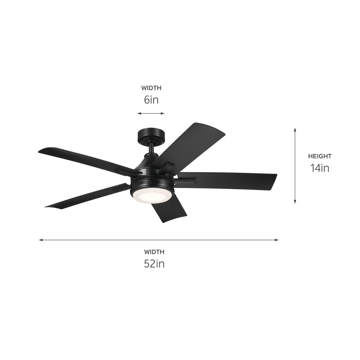 Tide Outdoor Rated 52 Inch Ceiling Fan with Light Kit by Kichler Lighting