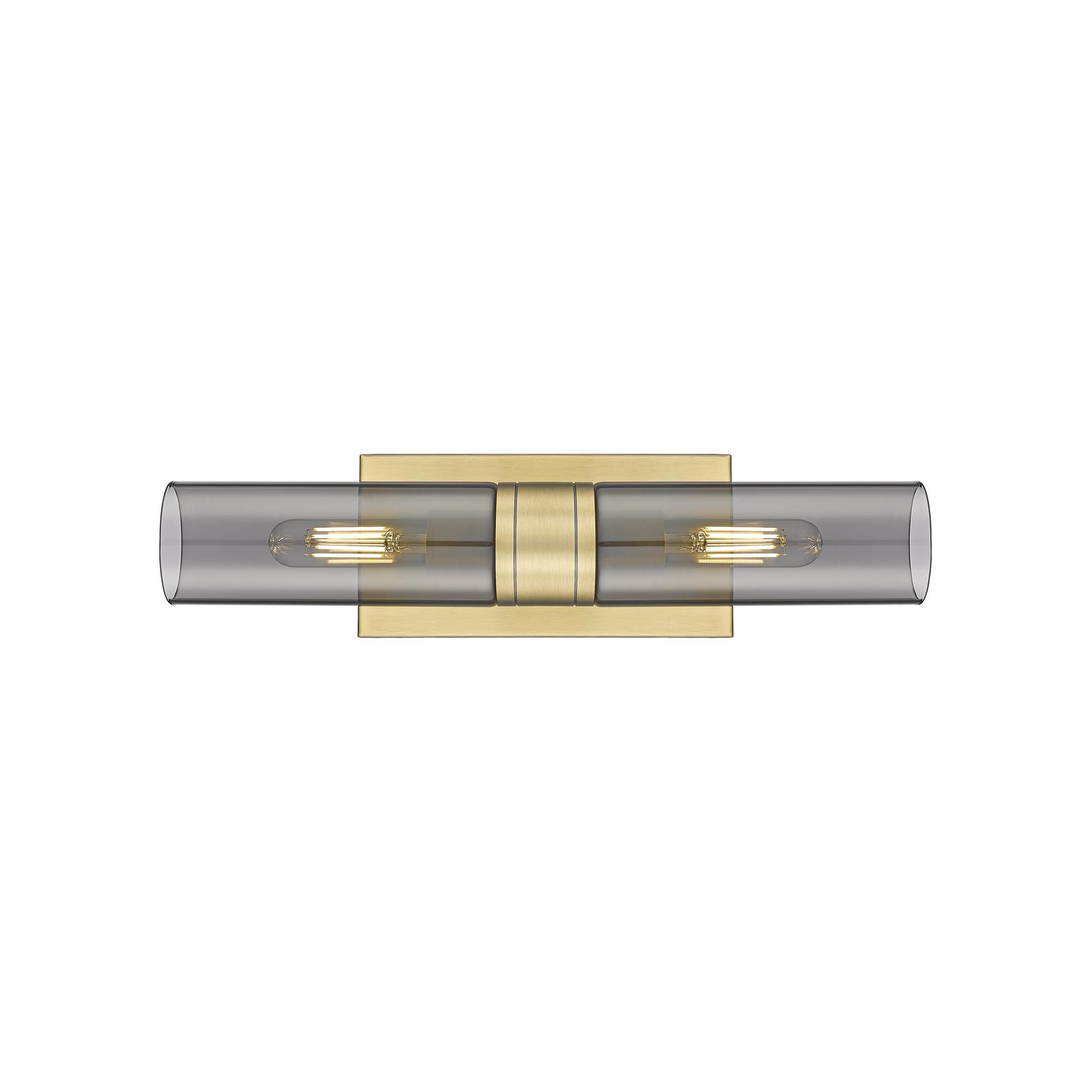 Shown in Brushed Brass finish and Plated Smoke glass