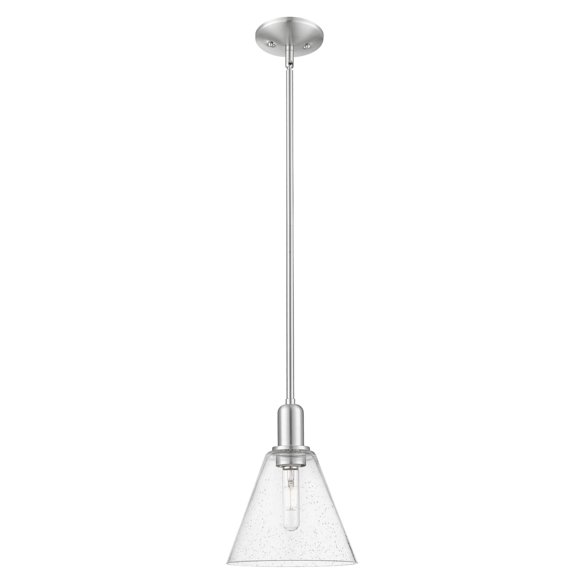 Shown in Brushed Satin Nickel finish and Seedy glass