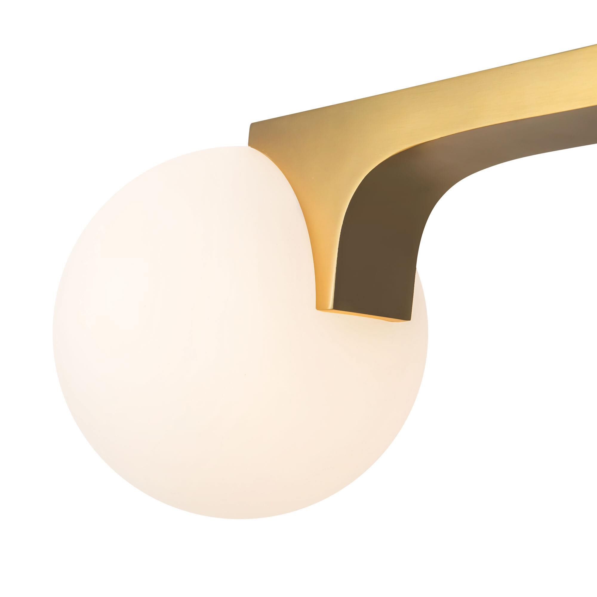 Shown in Brushed Gold finish and Matte Opal glass