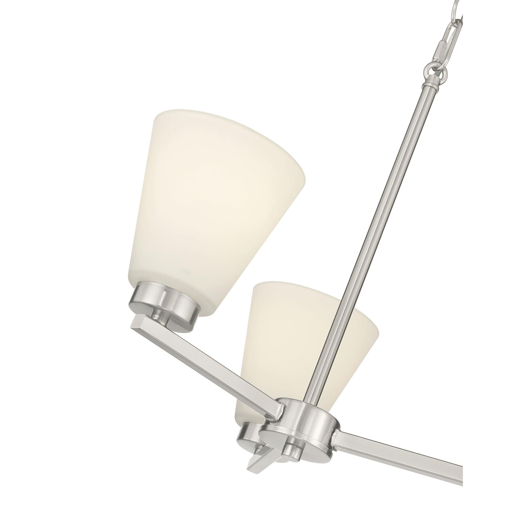 Shown in Brushed Nickel finish and White Frosted glass