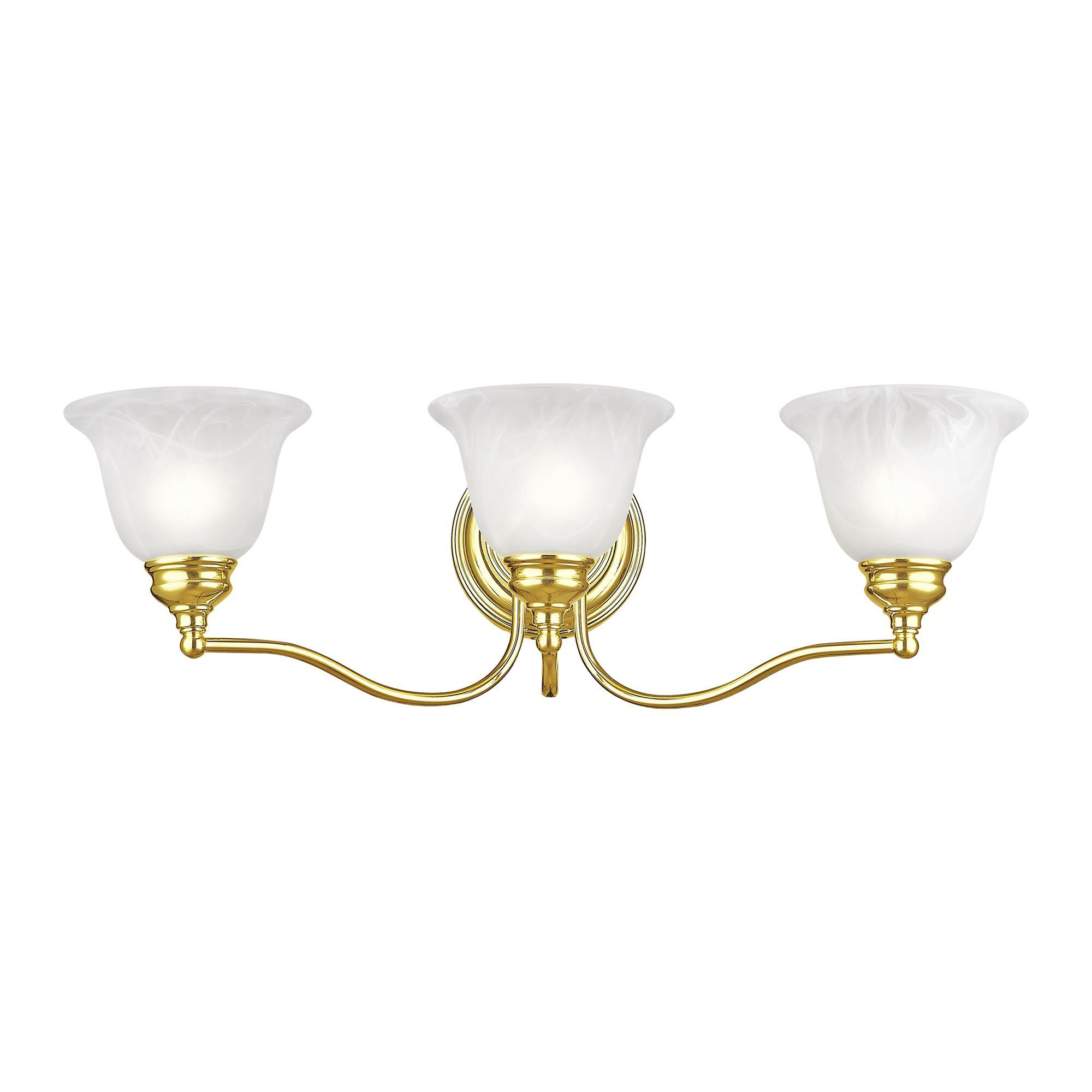 Shown in Polished Brass finish and White Alabaster glass