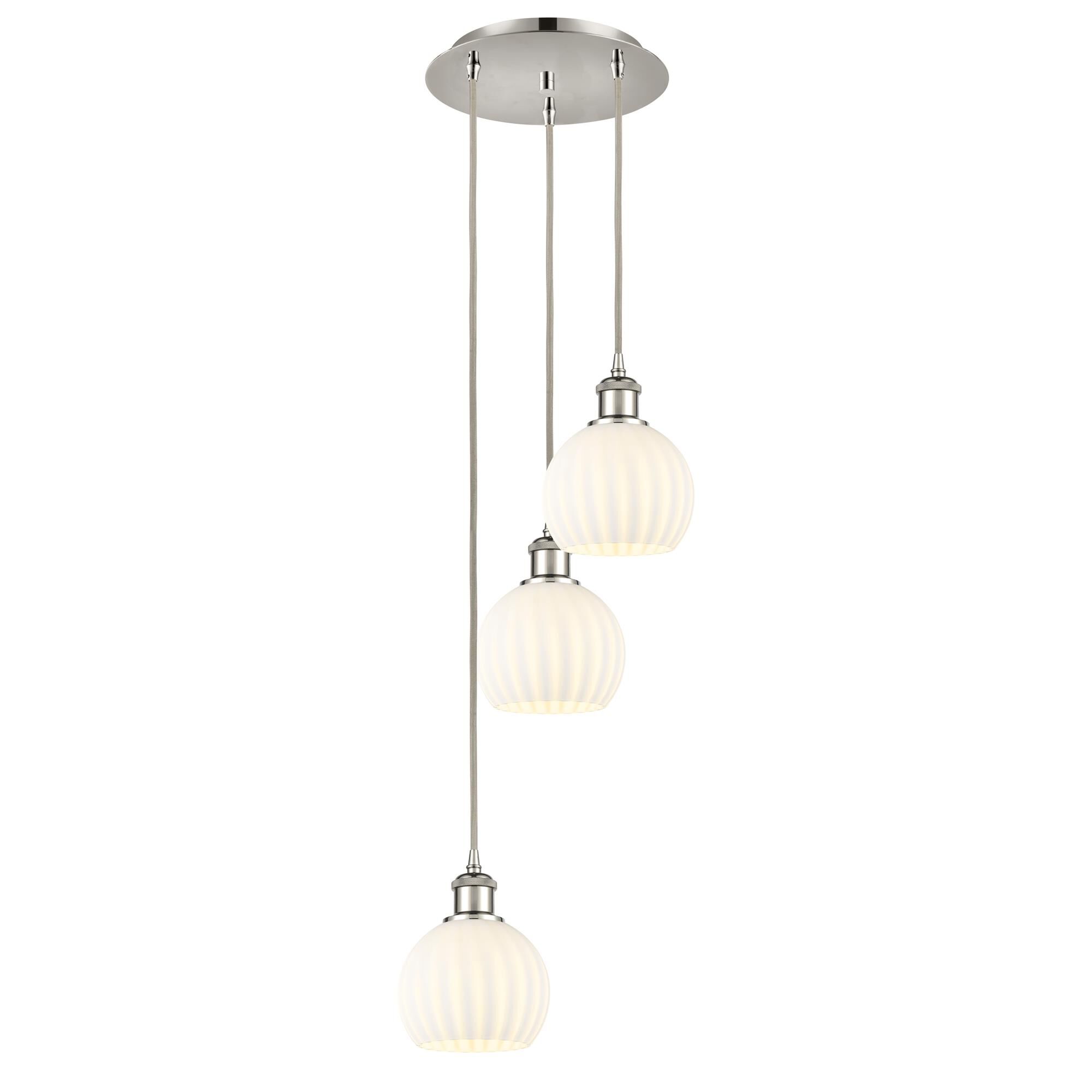 Shown in Polished Nickel finish and White Venetian glass