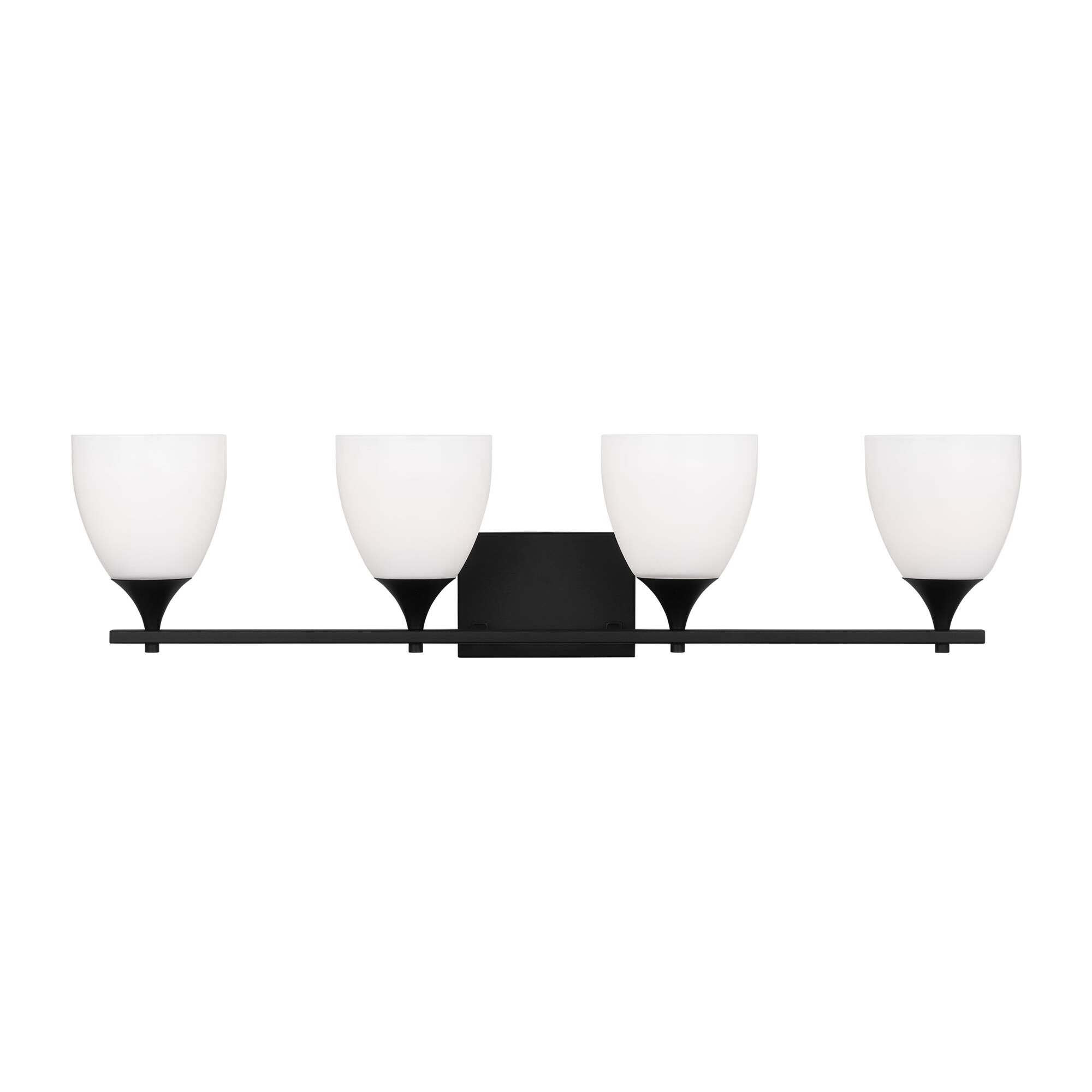 Shown in Midnight Black finish and Milk Glass s shade