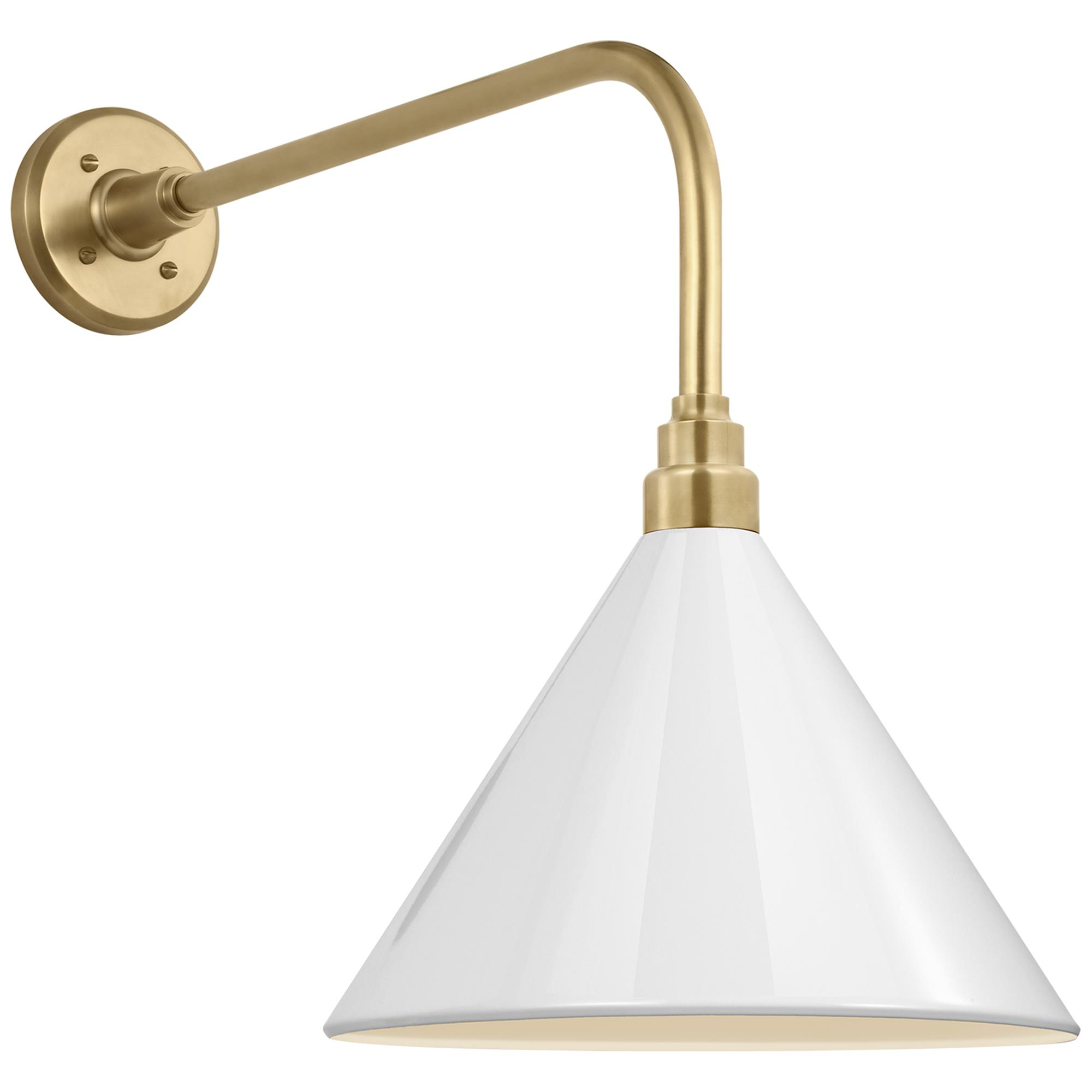 Shown in Hand-Rubbed Antique Brass finish and White Conical Savannah shade
