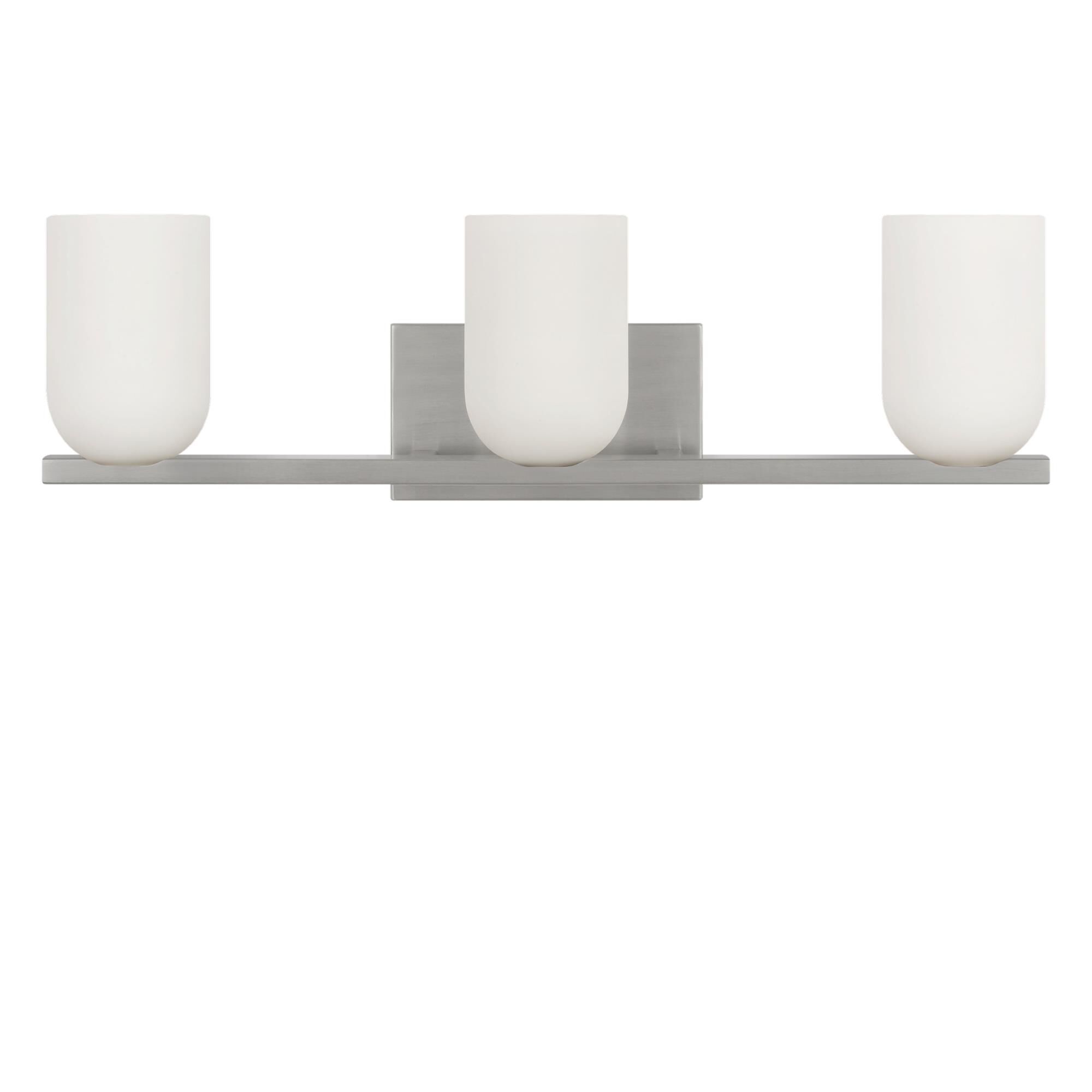 Shown in Brushed Nickel finish and Etched White glass