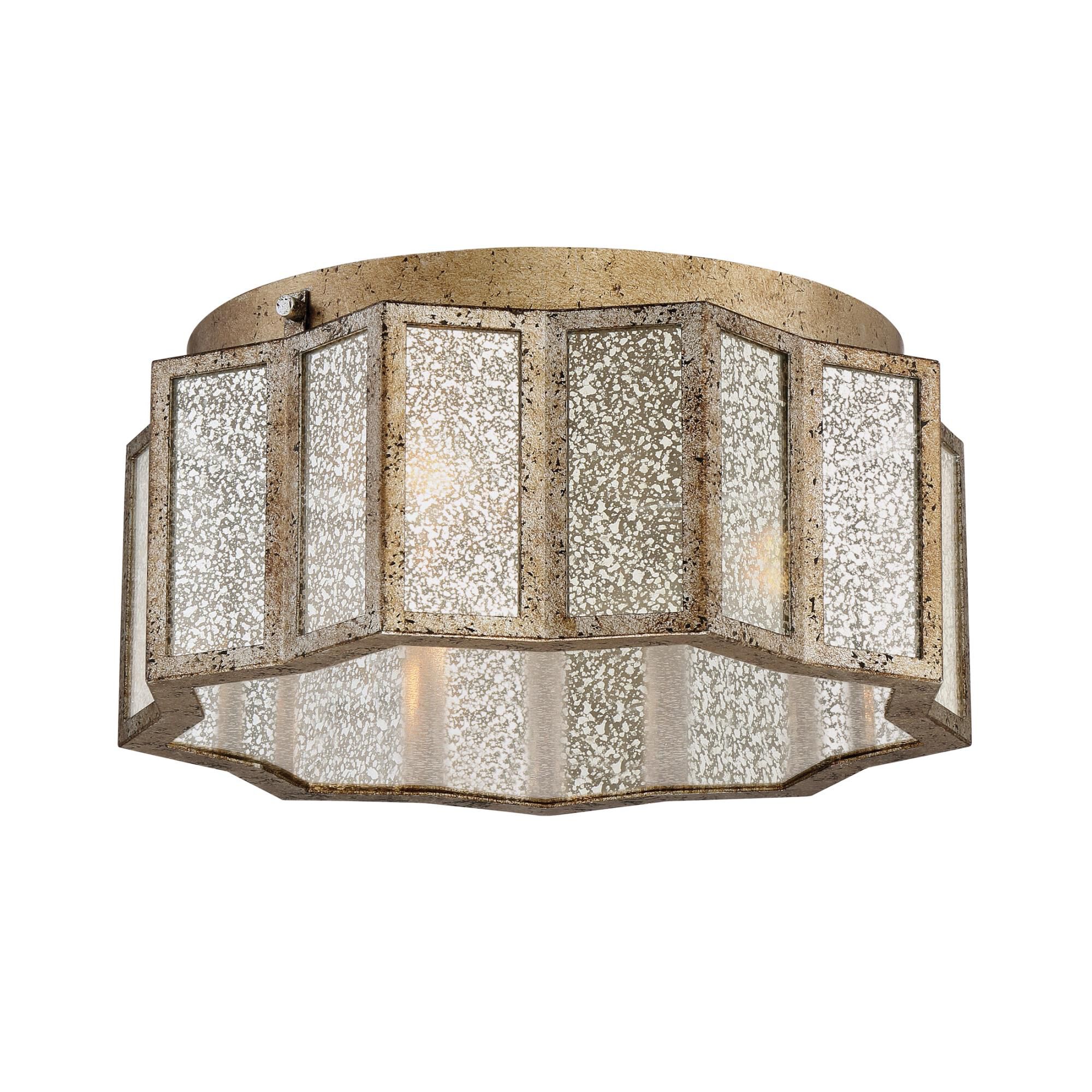 Shown in Aged Gold finish and Antique Mercury Panel glass