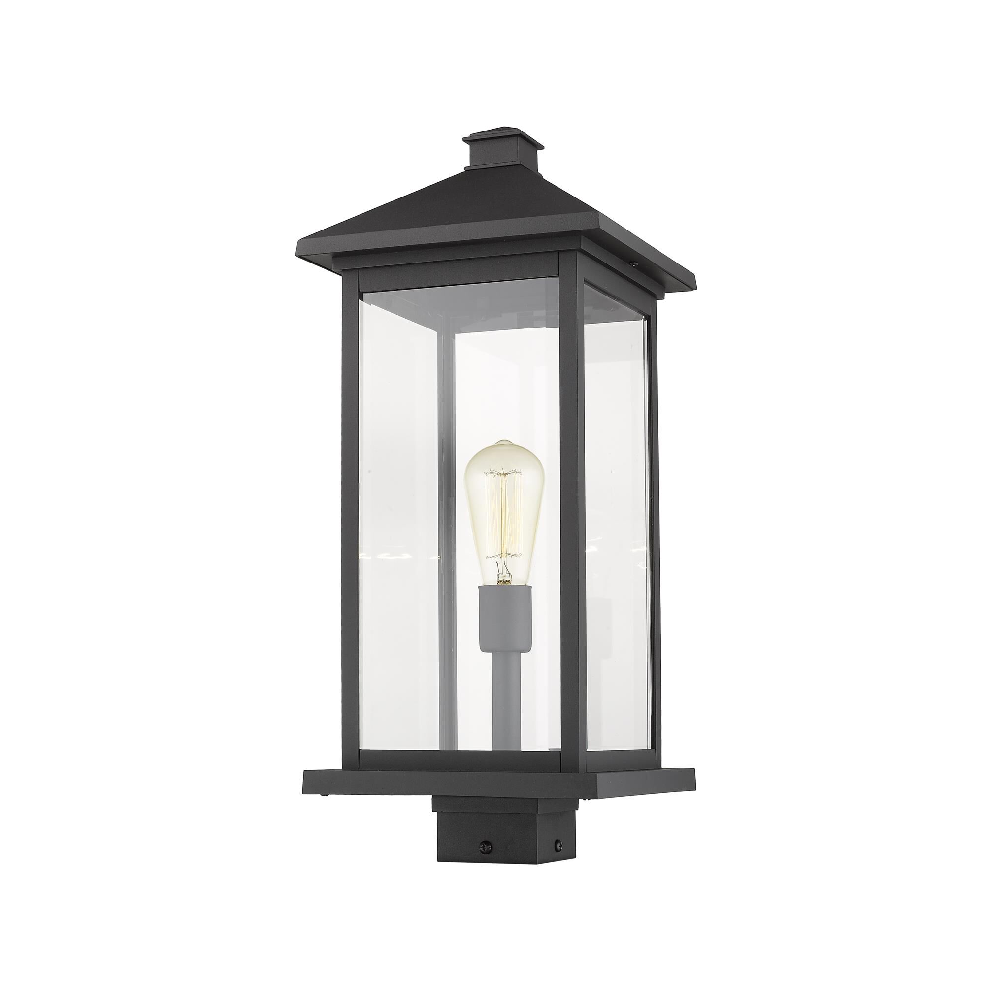 Shown in Black finish and Glass shade