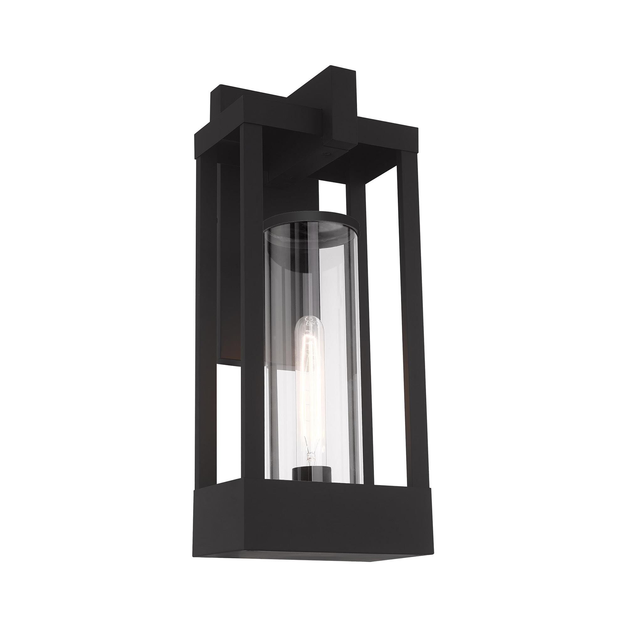 Shown in Black finish and Cylinder Clear glass