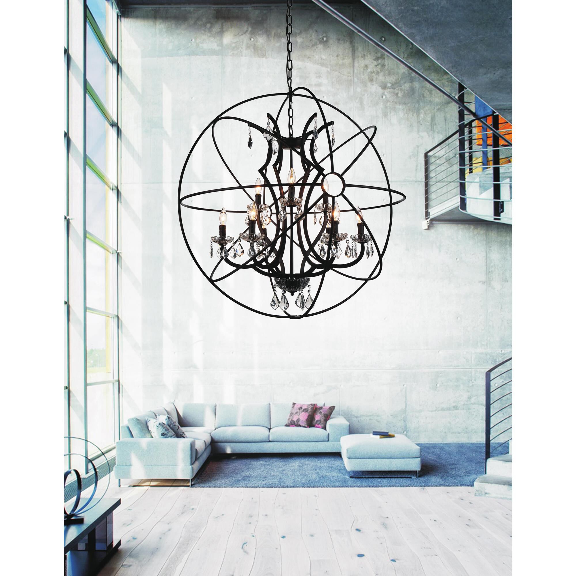 Campechia 36 Inch 9 Light Chandelier by CWI Lighting