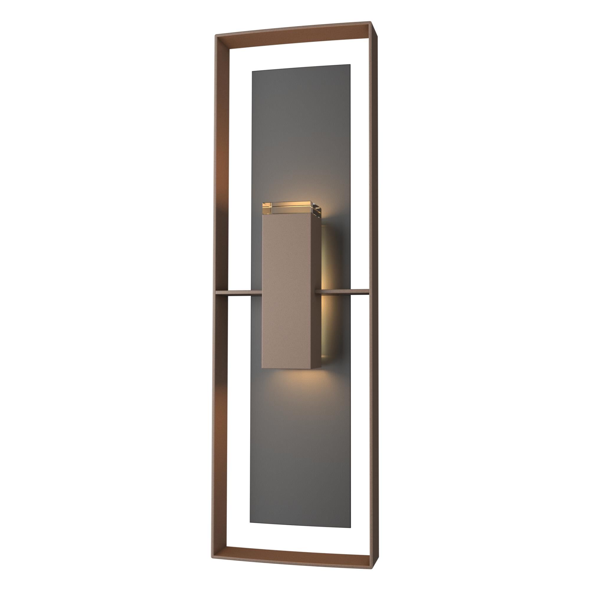 Shown in Coastal Bronze finish and Clear glass and Black accent