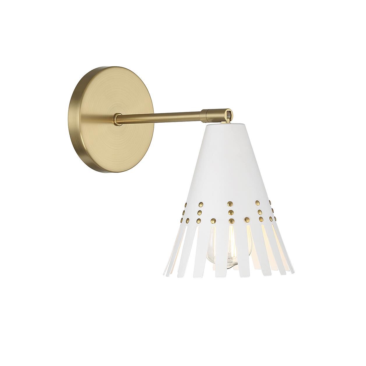 Shown in White and Natural Brass finish and Metal shade