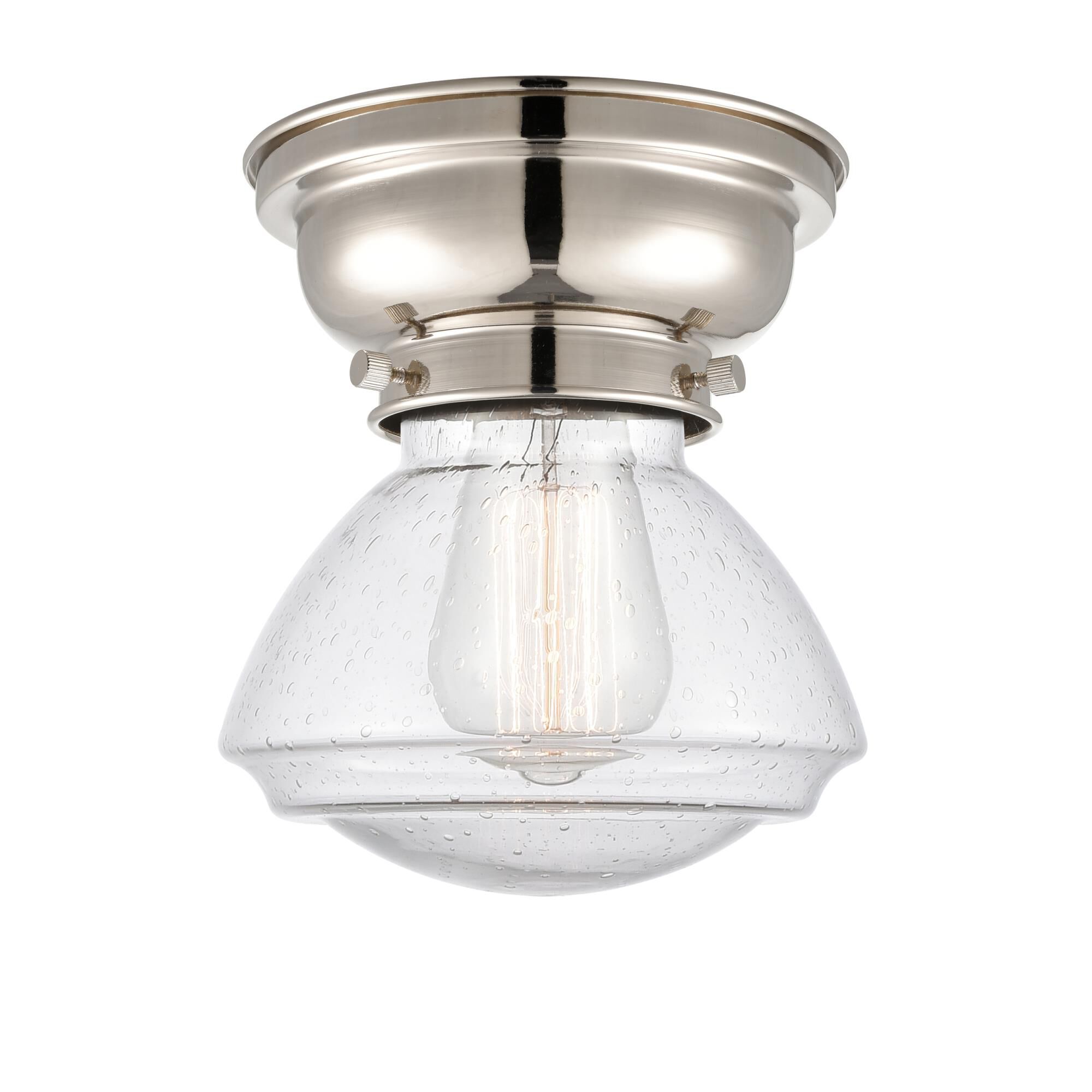 Shown in Polished Nickel finish and Bell glass and Glass shade