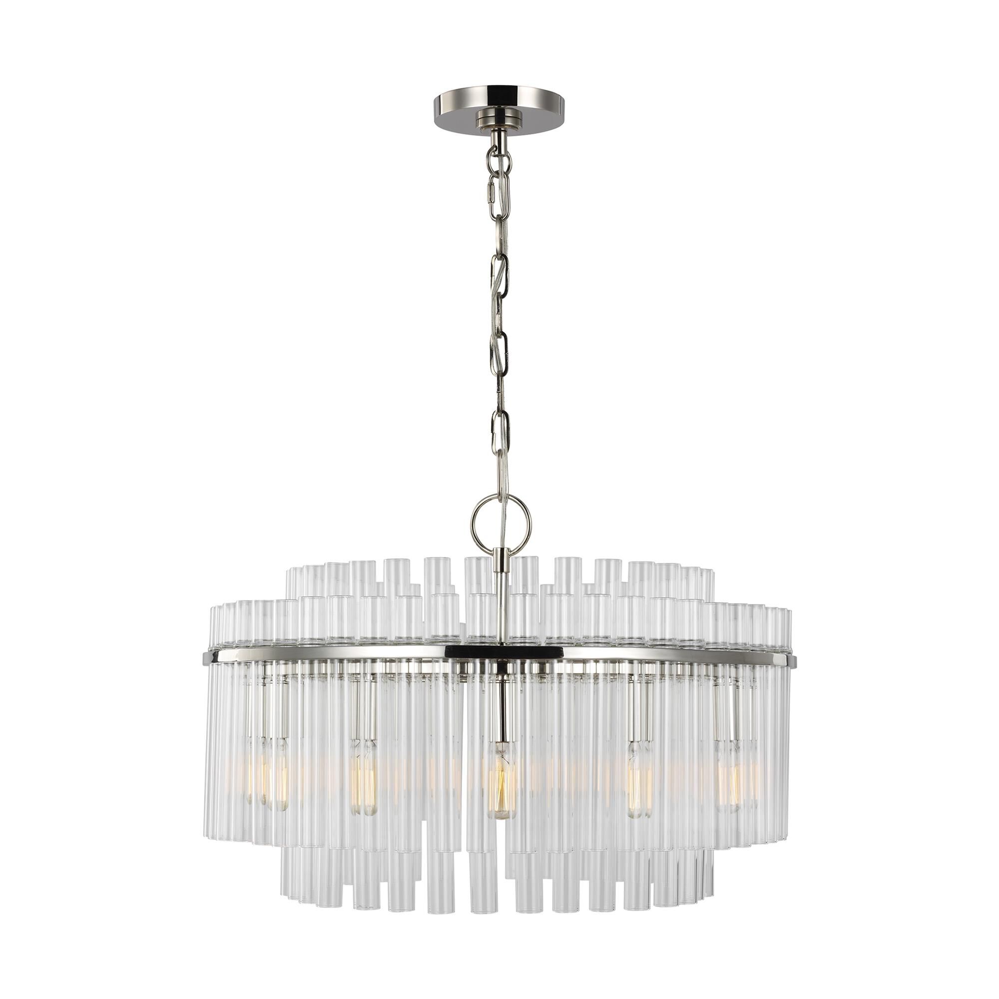 Shown in Polished Nickel finish and Clear Tubes glass