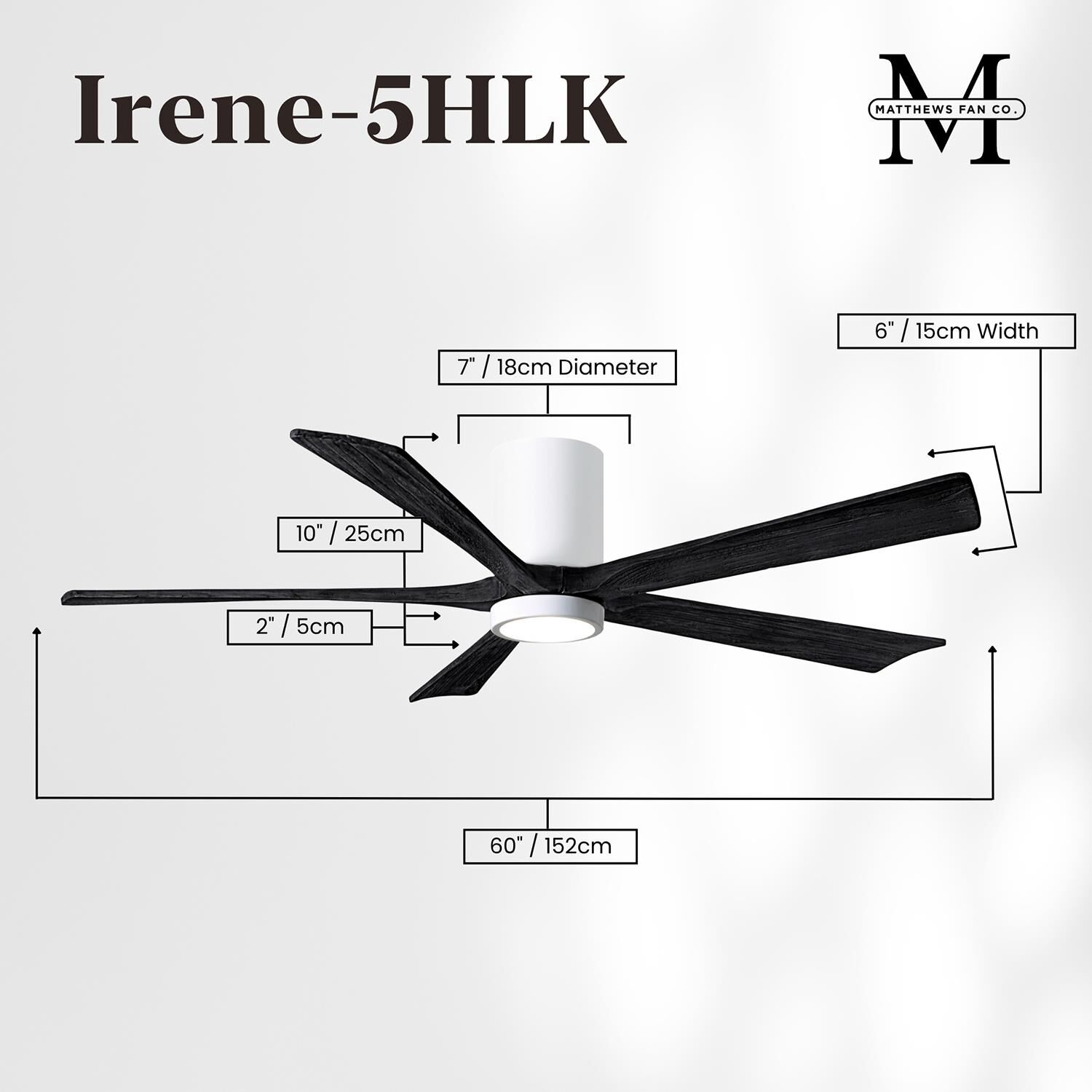 Irene 60 Inch Flush Mount Fan with Light Kit by Matthews Fan Company
