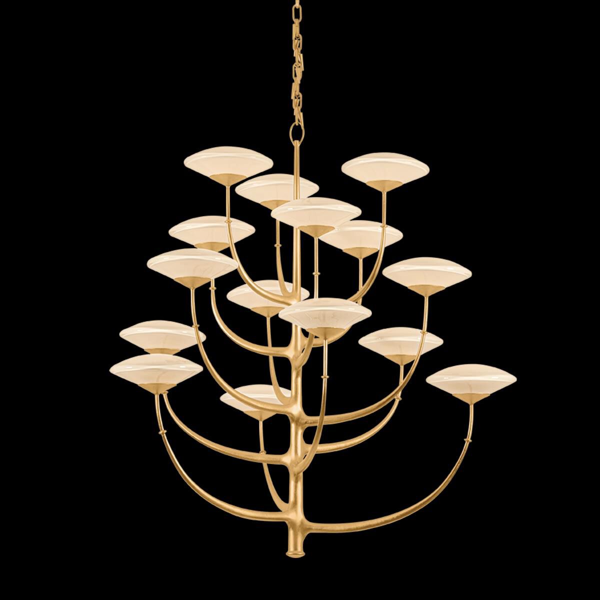 Shown in Vintage Gold Leaf finish and Bianca shade