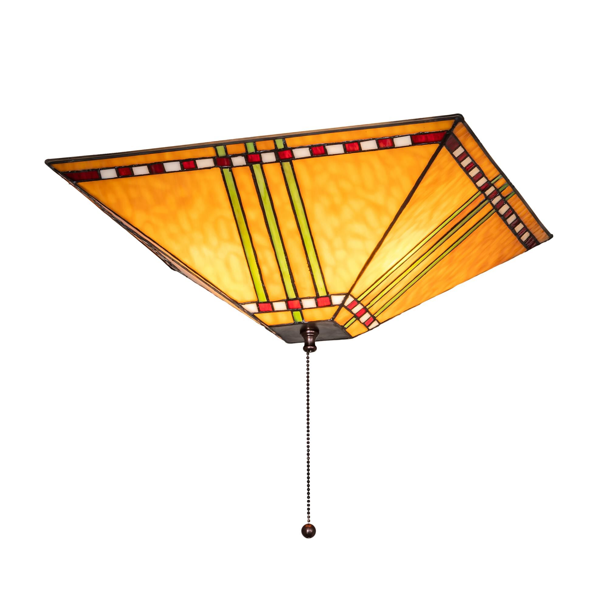 Shown in Mahogany Bronze finish and Ruby;Amber /Acrylic;Green;White glass