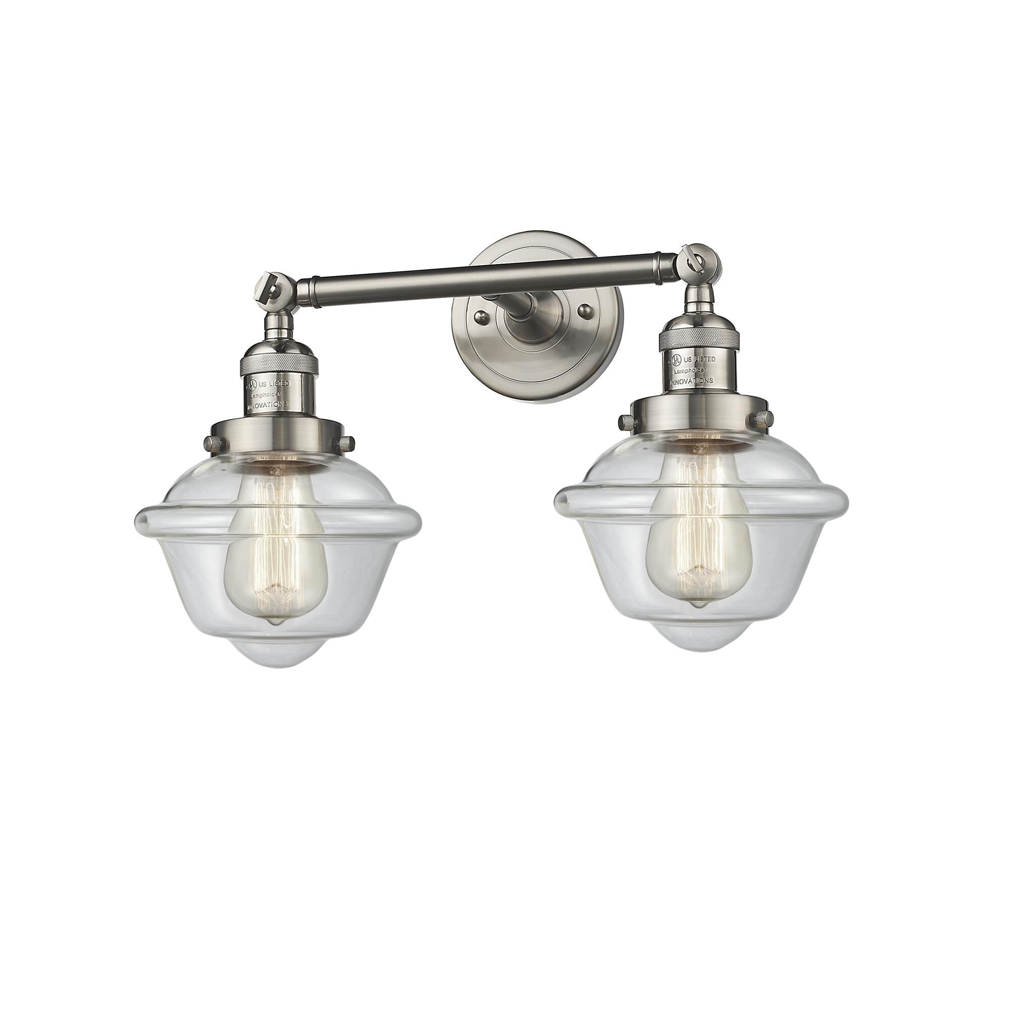 Shown in Brushed Satin Nickel finish and Clear glass