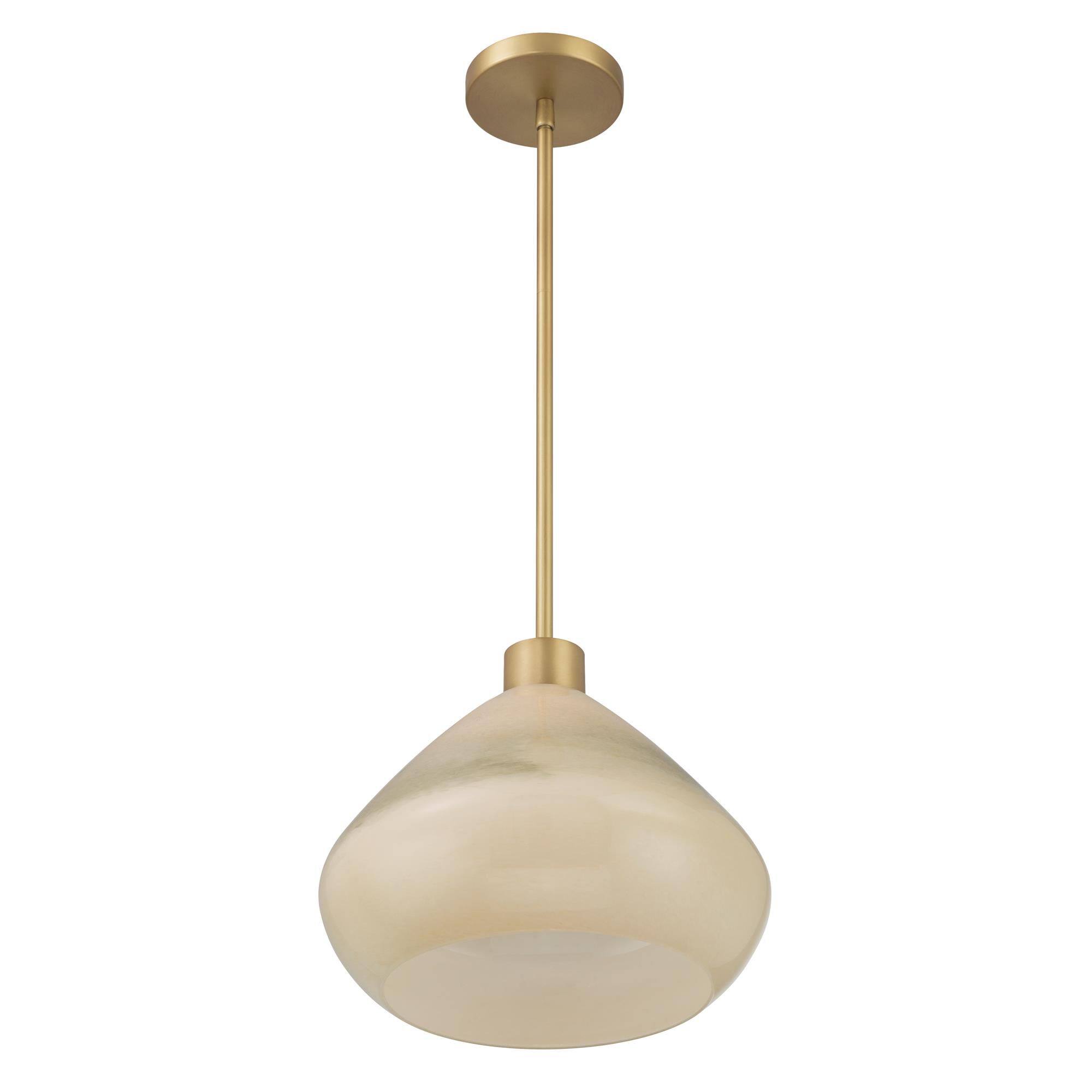 Shown in Legacy Brass finish and Green Ombre glass