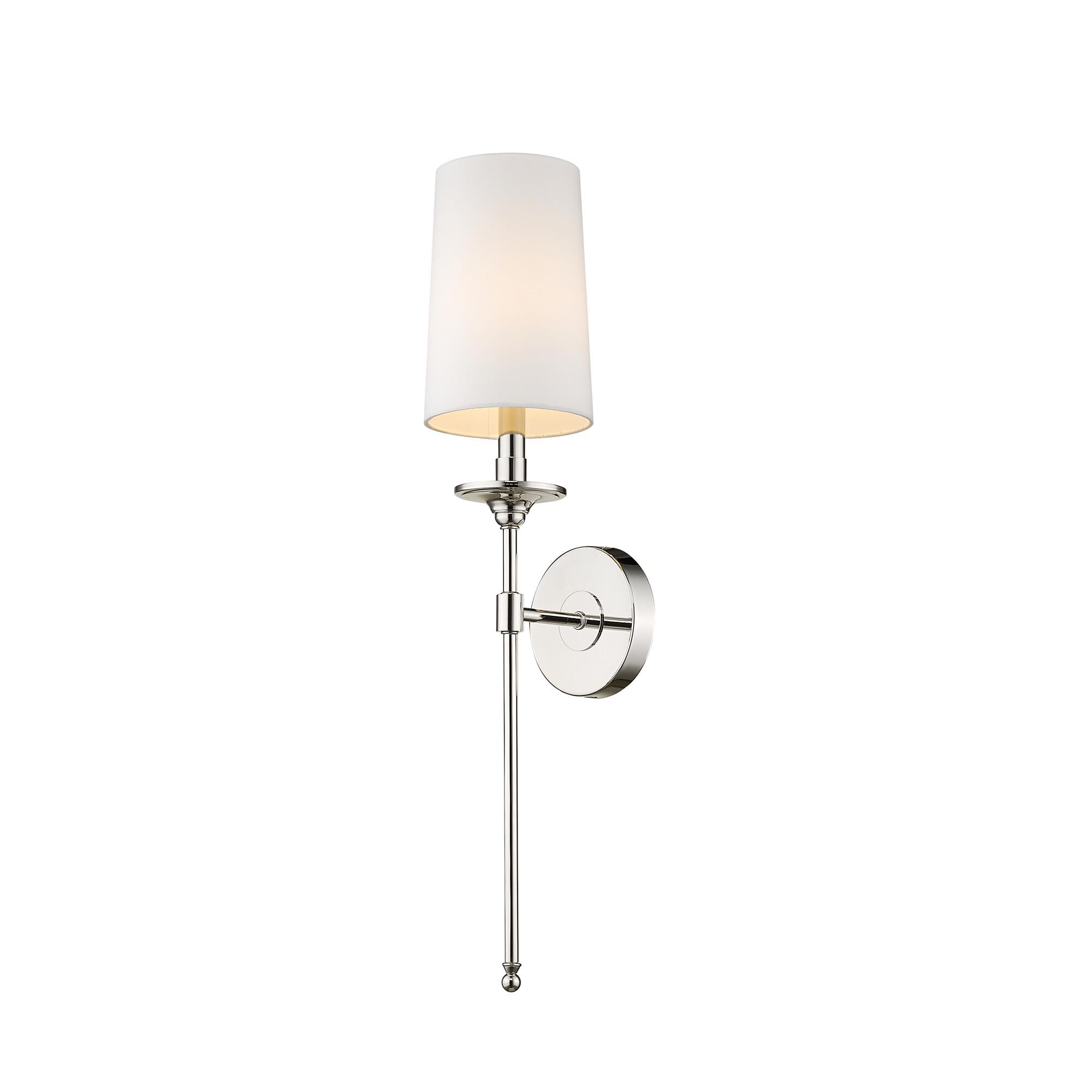 Shown in Polished Nickel finish and Fabric glass and Fabric shade
