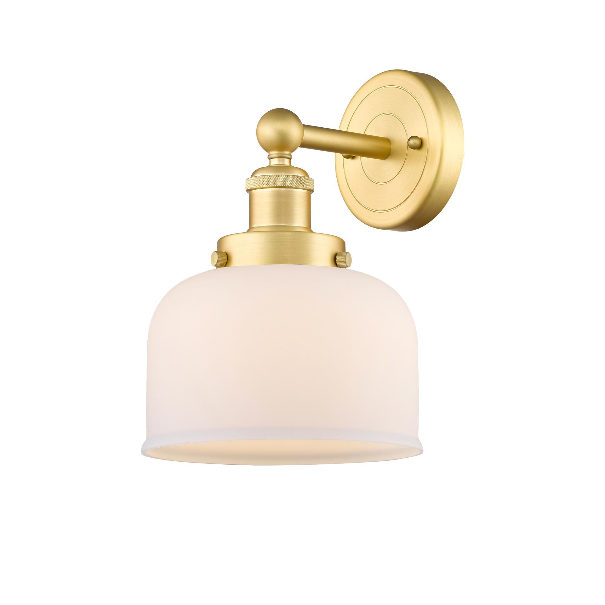 Shown in Satin Gold finish and Matte White glass